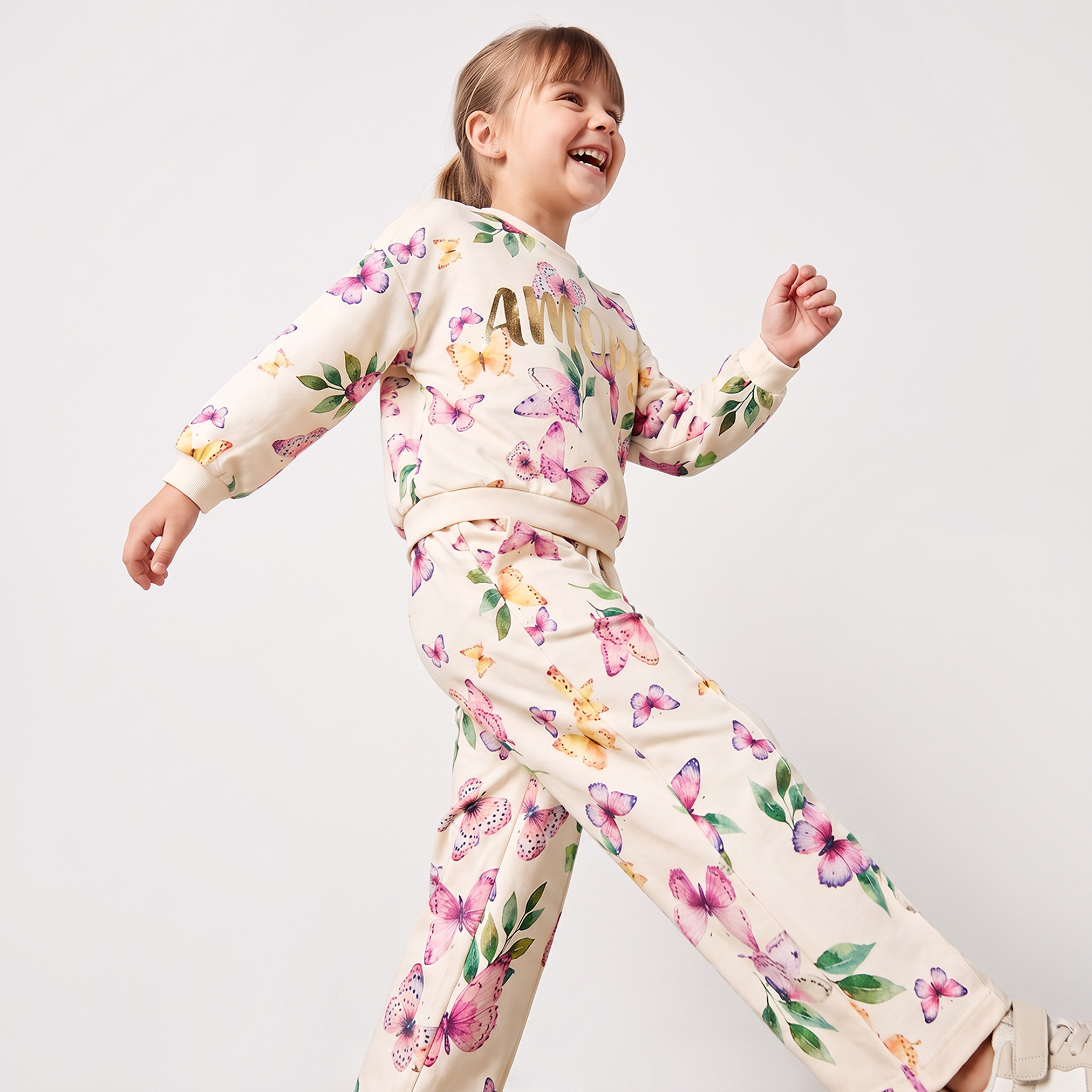 Juniors Elasticated Drawstring Waist Track Pants with Butterfly Print-baby-girls-clothing-bottoms-joggersandtrackpants-image-5