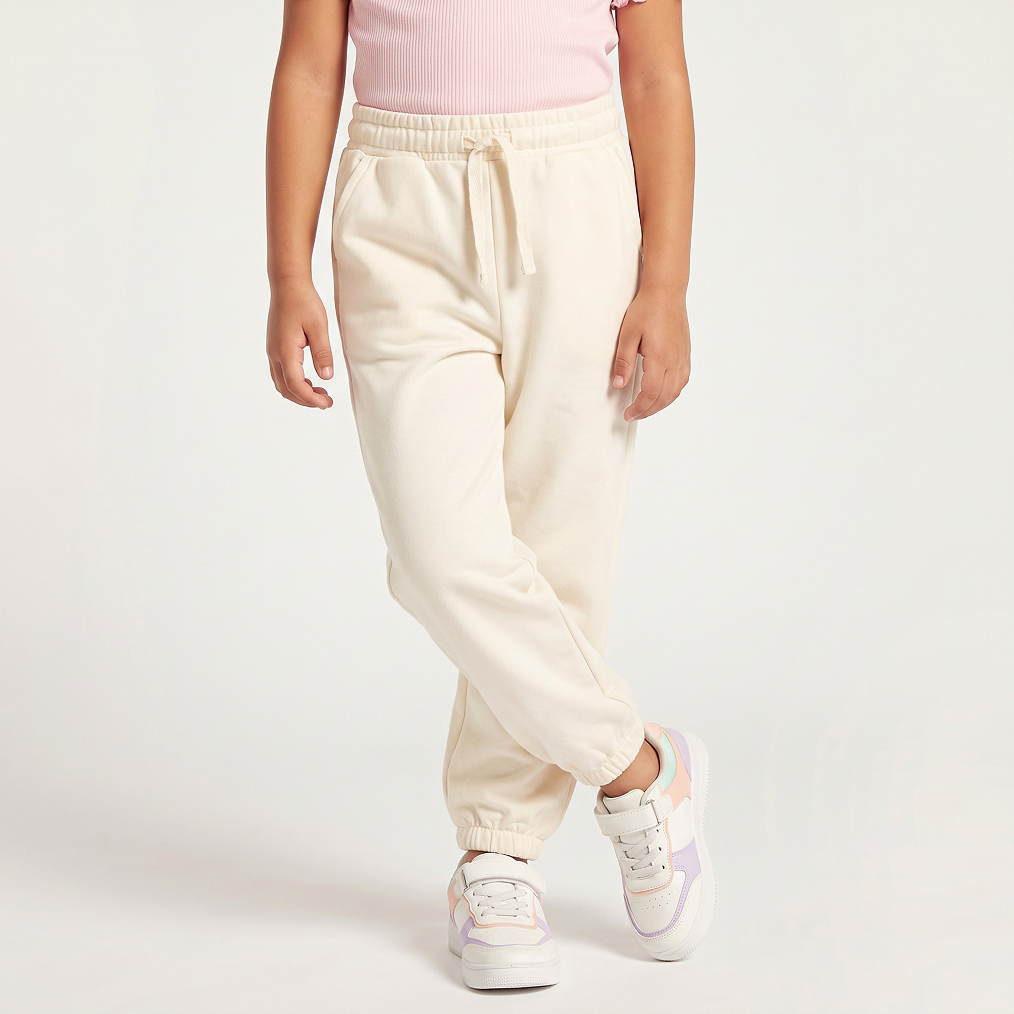 Juniors Elasticated Drawstring Waist Joggers with Pockets-baby-girls-clothing-bottoms-joggersandtrackpants-image-1