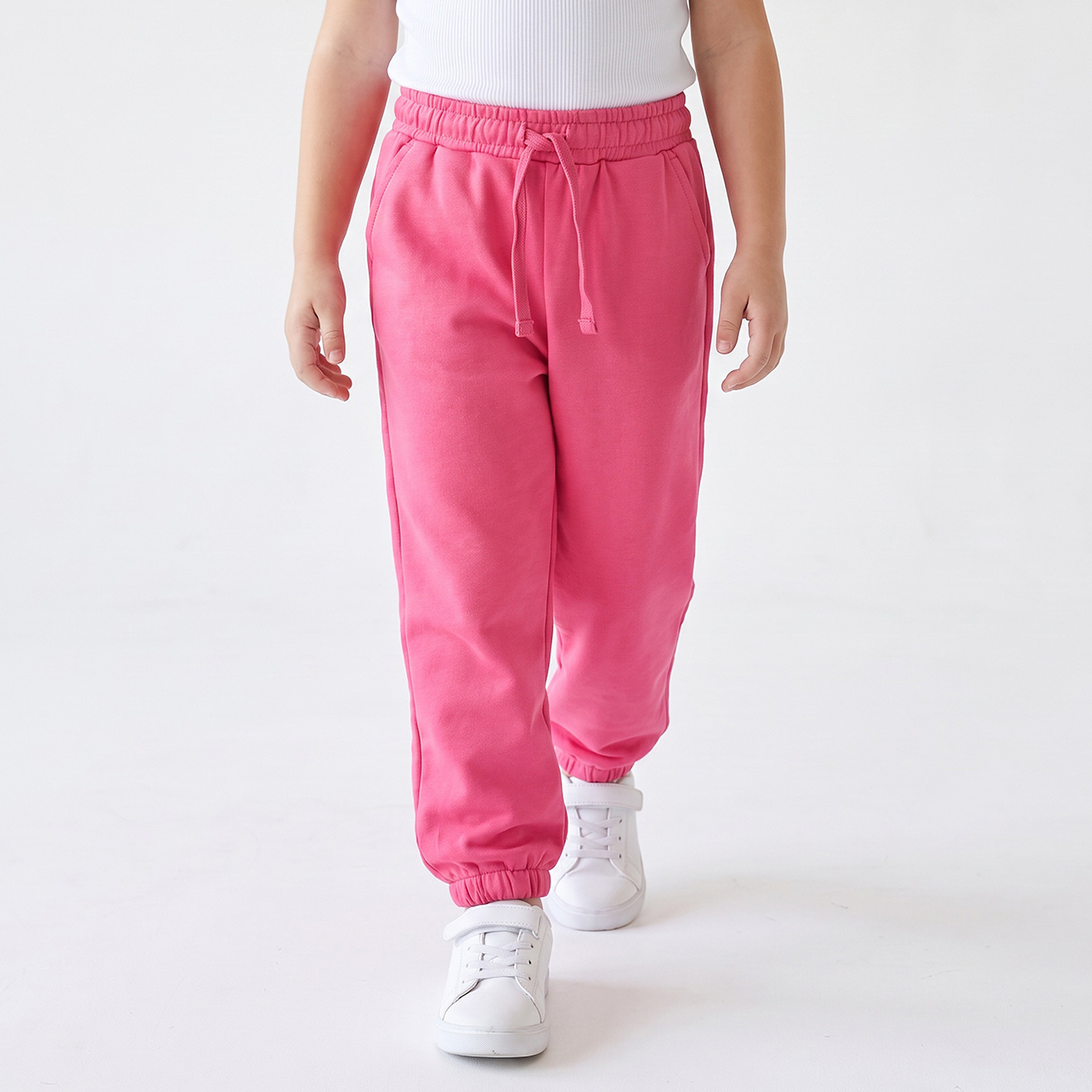 بنطلون رياضي بخصر مطاطي ورباط وجيوب من جونيورز-baby-girls-clothing-bottoms-joggersandtrackpants-image-1