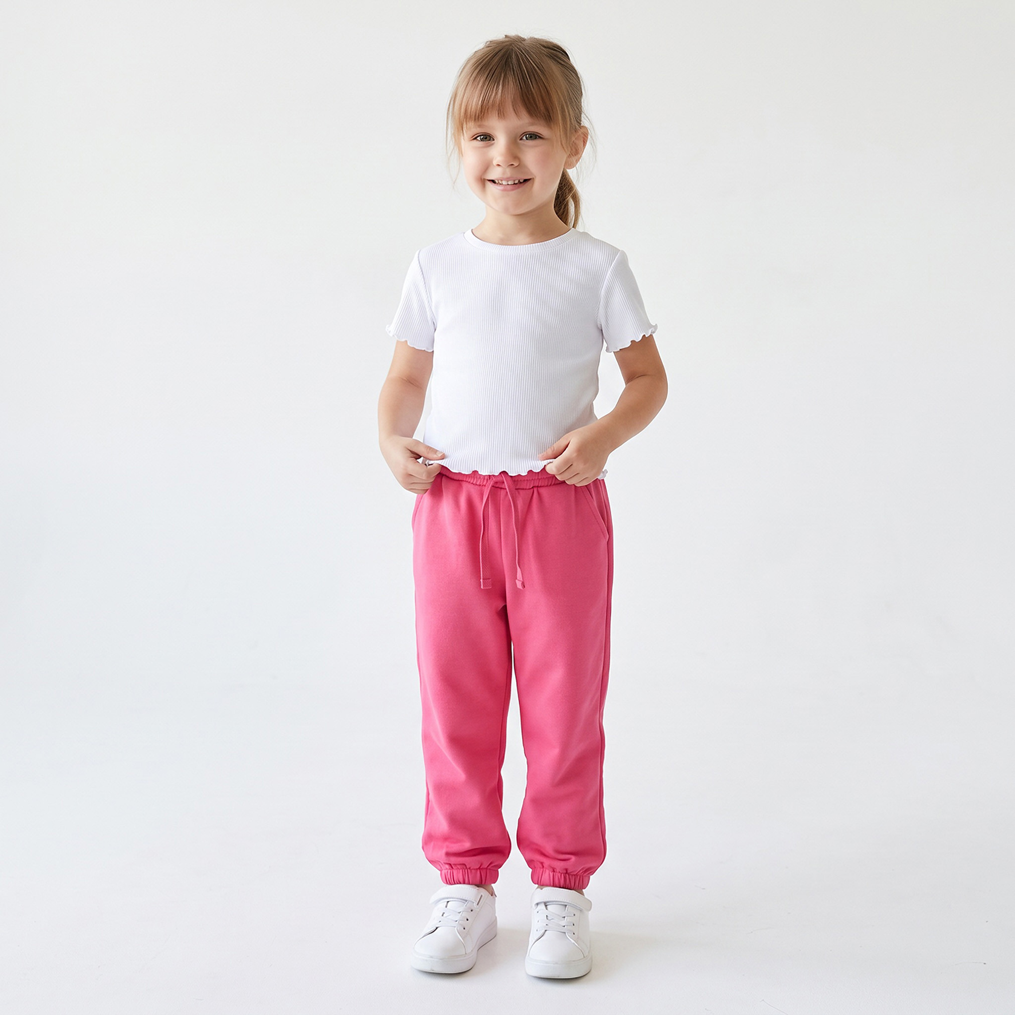 بنطلون رياضي بخصر مطاطي ورباط وجيوب من جونيورز-baby-girls-clothing-bottoms-joggersandtrackpants-image-2