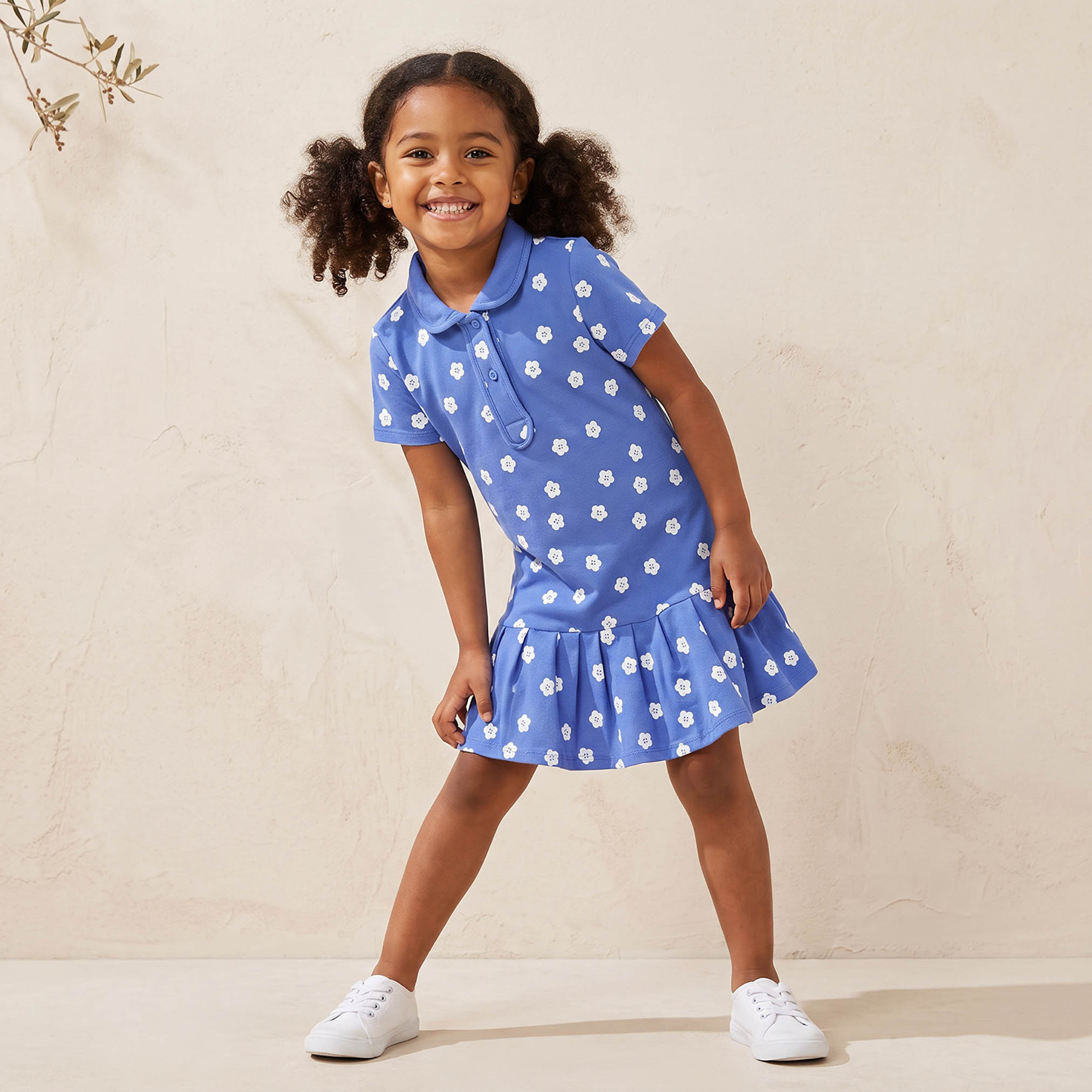 Juniors Collared Short Sleeves Knee Length Polo Dress with Floral Print-girls-clothing-dressesandjumpsuits-image-5