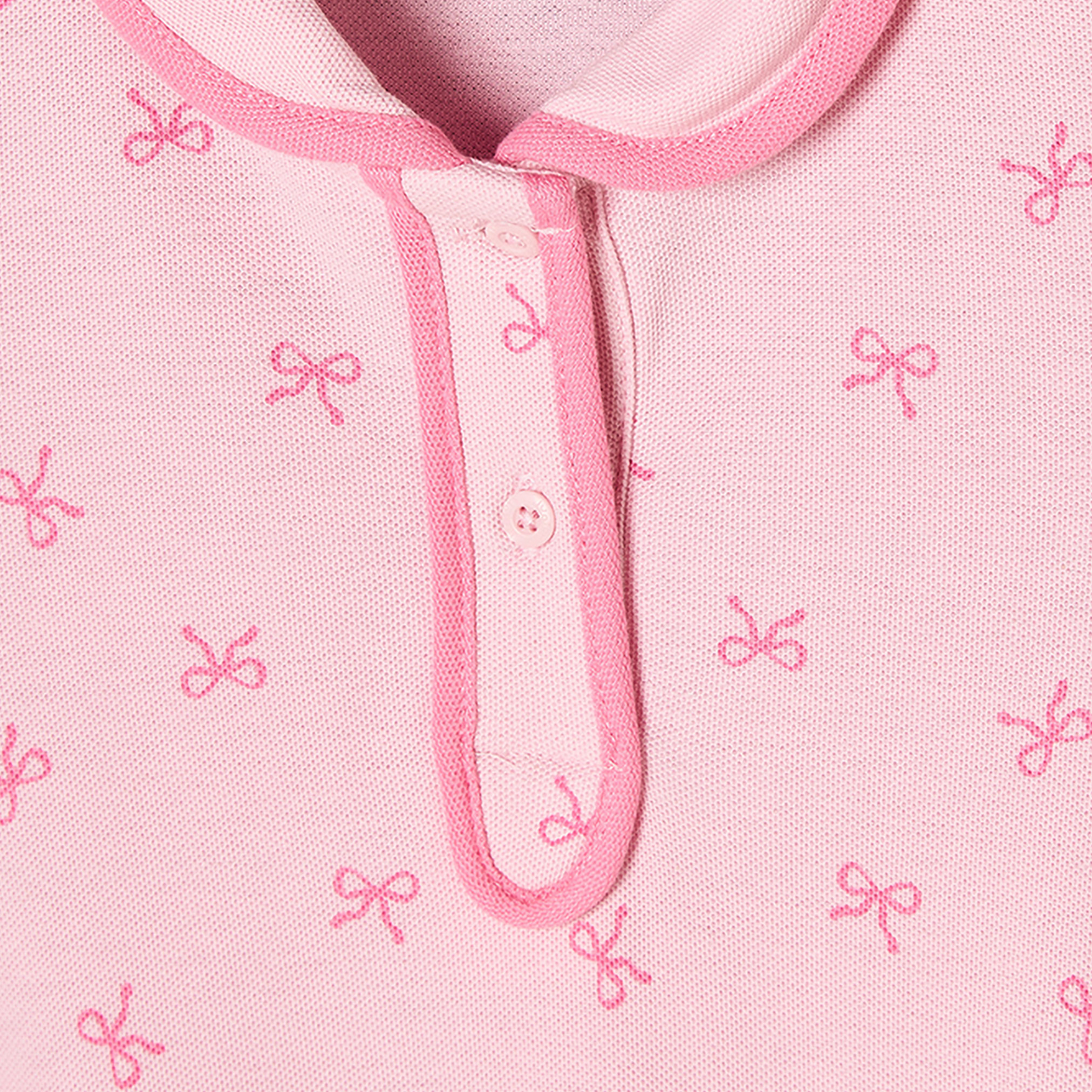 فستان بطول الركبة وياقة بولو وأكمام قصيرة وخصر منسدل وطبعات فيونكة من جونيورز-girls-clothing-dressesandjumpsuits-image-3