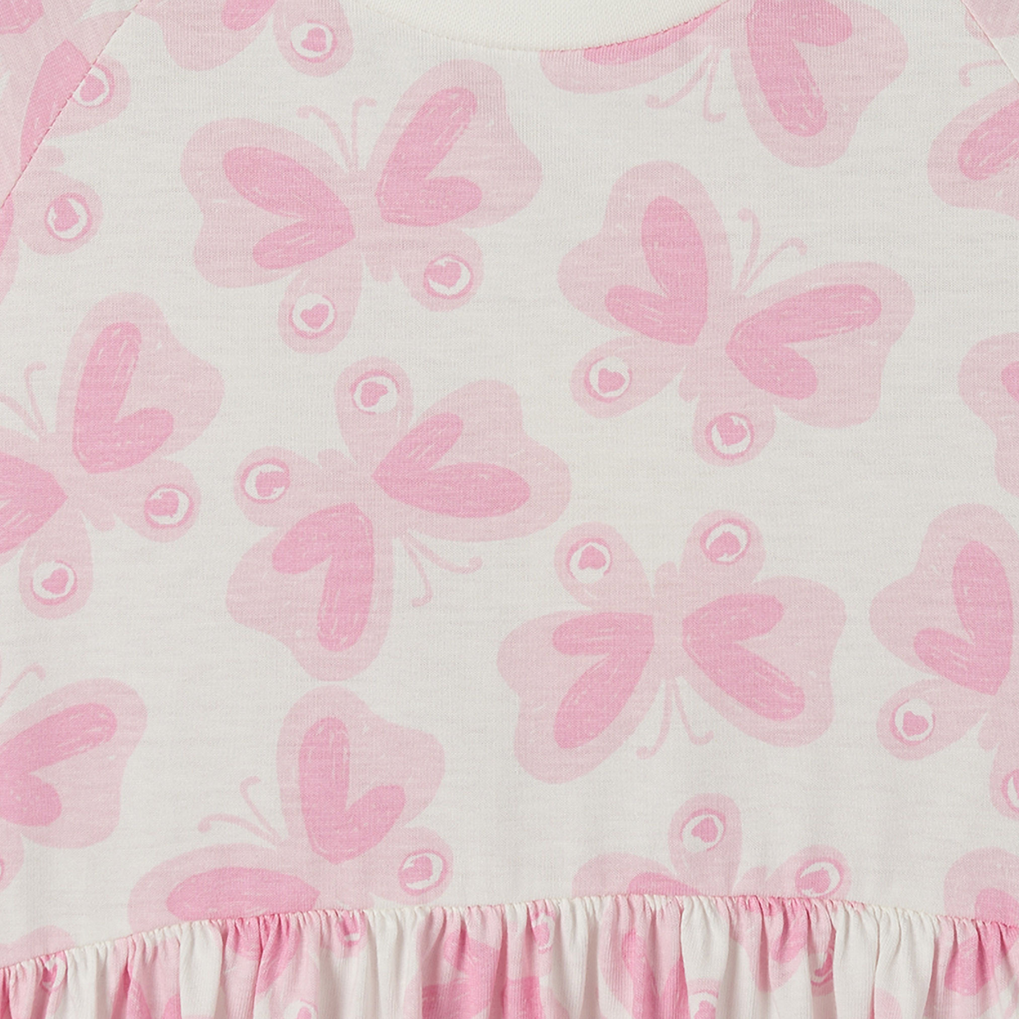 Juniors Round Neck Short Sleeves Knee Length Dress with Butterfly Print-girls-clothing-dressesandjumpsuits-image-3