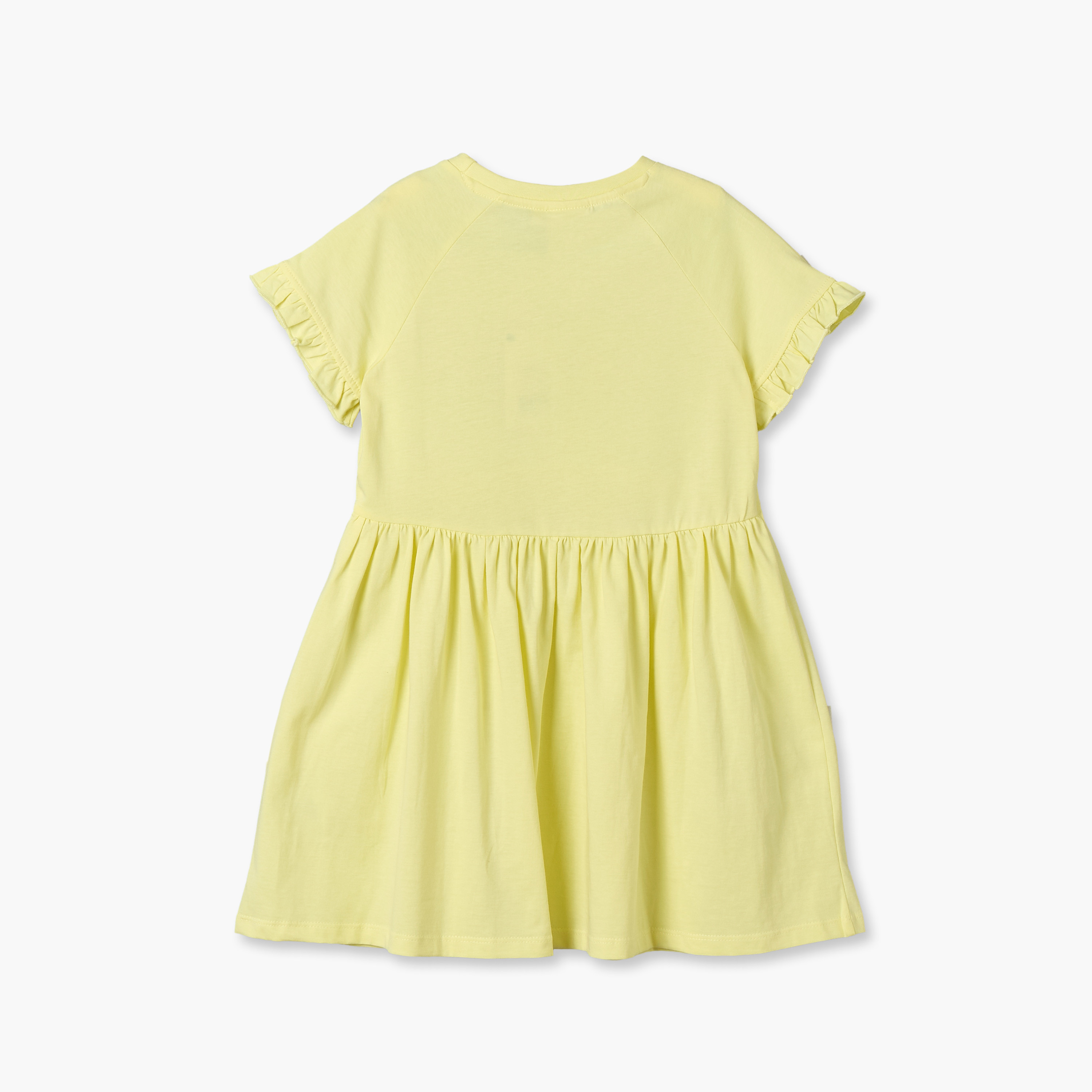 Juniors Round Neck Short Sleeves Knee Length Dress with Floral Print-girls-clothing-dressesandjumpsuits-image-2