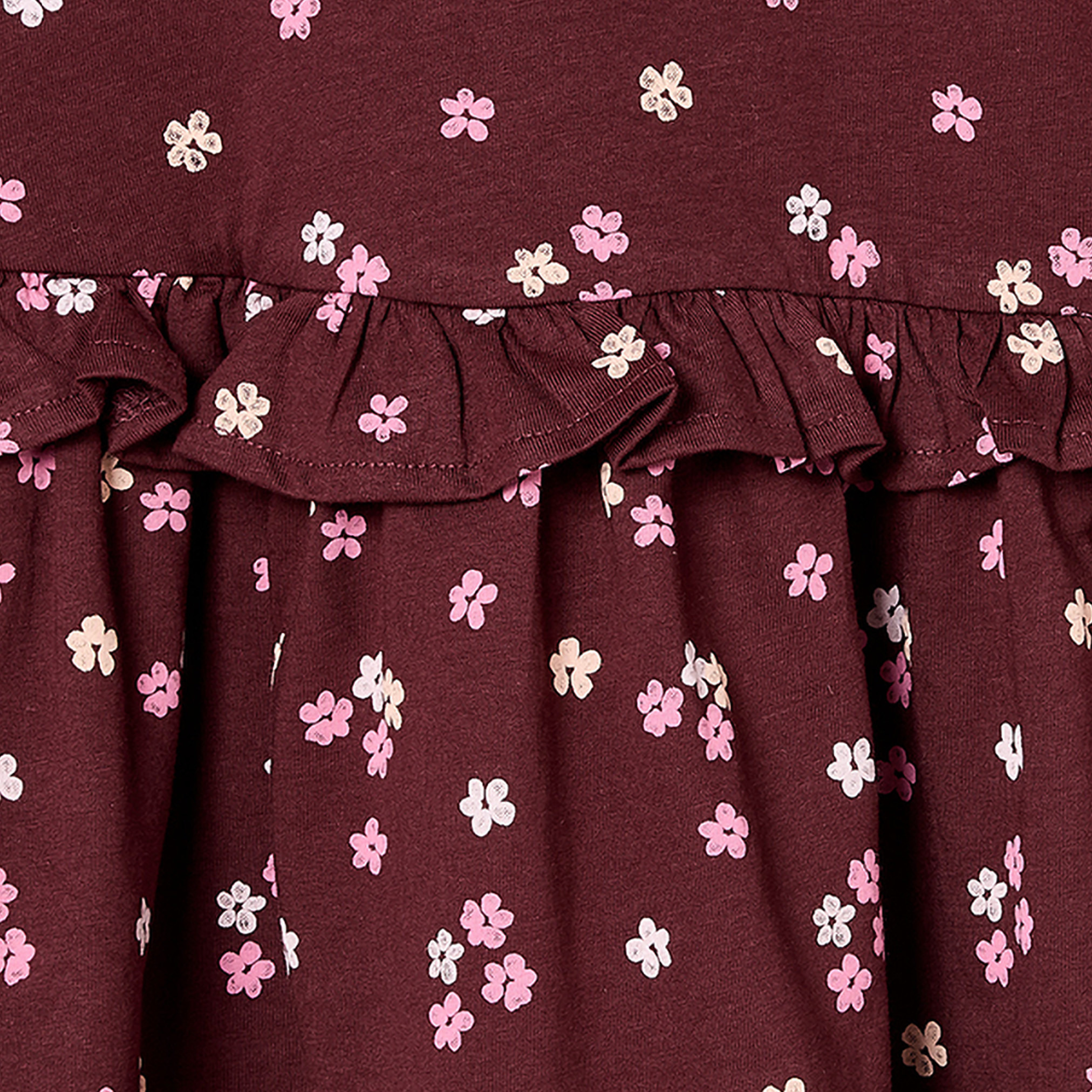 Juniors Round Neck Long Sleeves Knee Length Dress with Floral Print-girls-clothing-dressesandjumpsuits-image-6