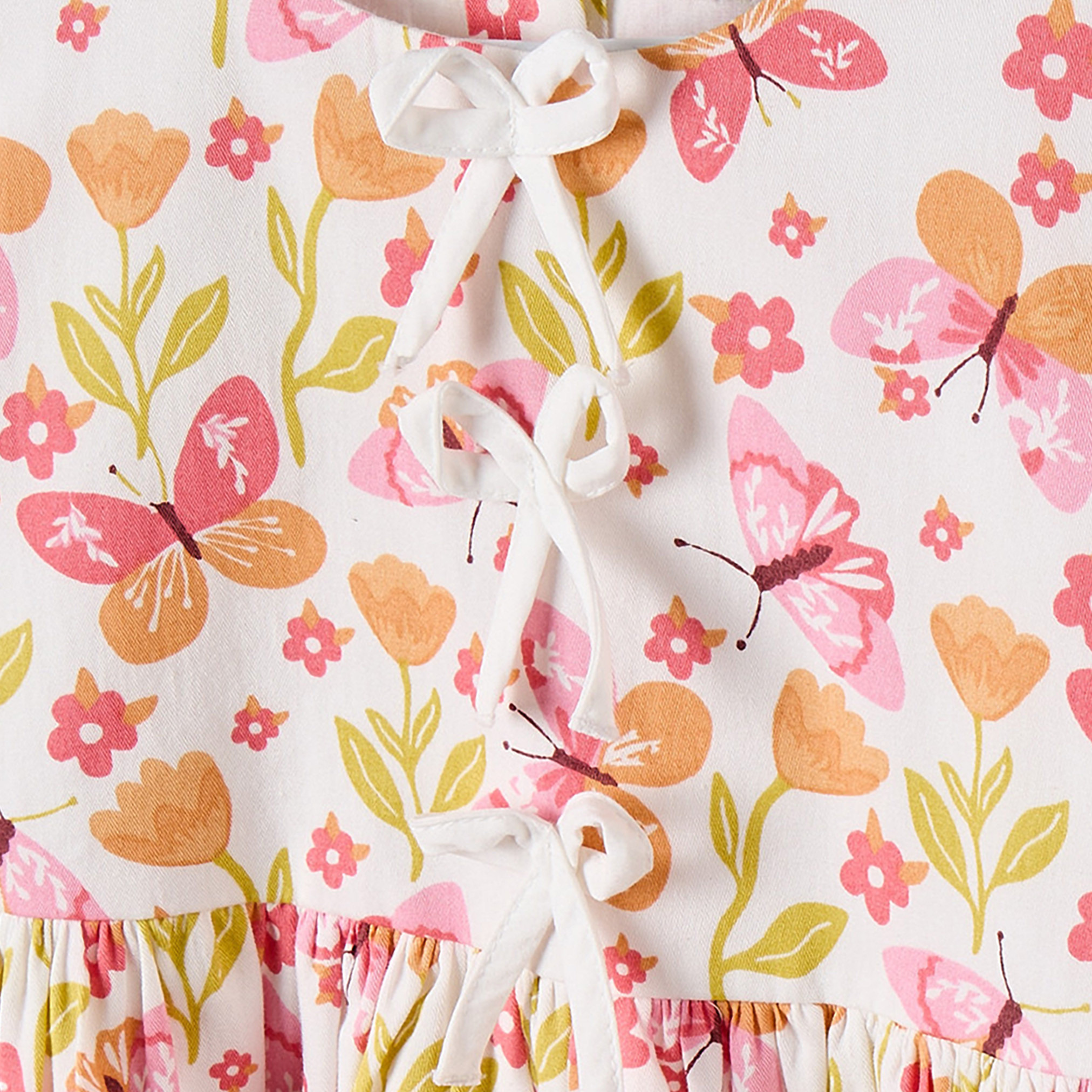 Juniors Round Neck Long Sleeves Knee Length Dress with Floral Print-girls-clothing-dressesandjumpsuits-image-5