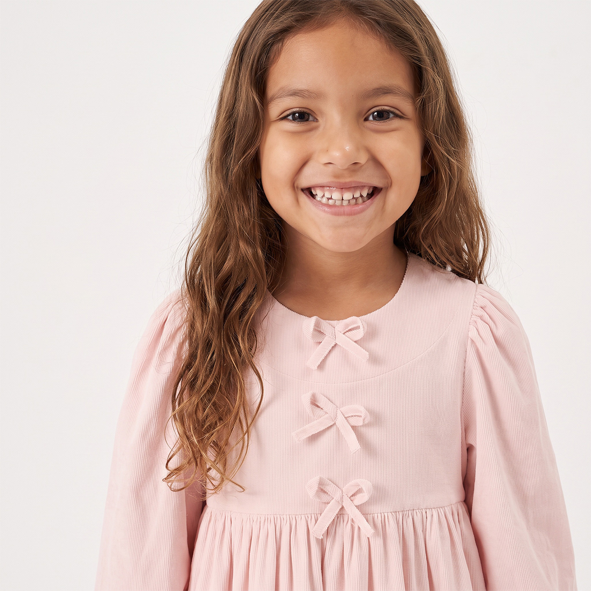 Juniors Round Neck Long Sleeves Knee Length Skater Dress with Bow Accent-girls-clothing-dressesandjumpsuits-image-6