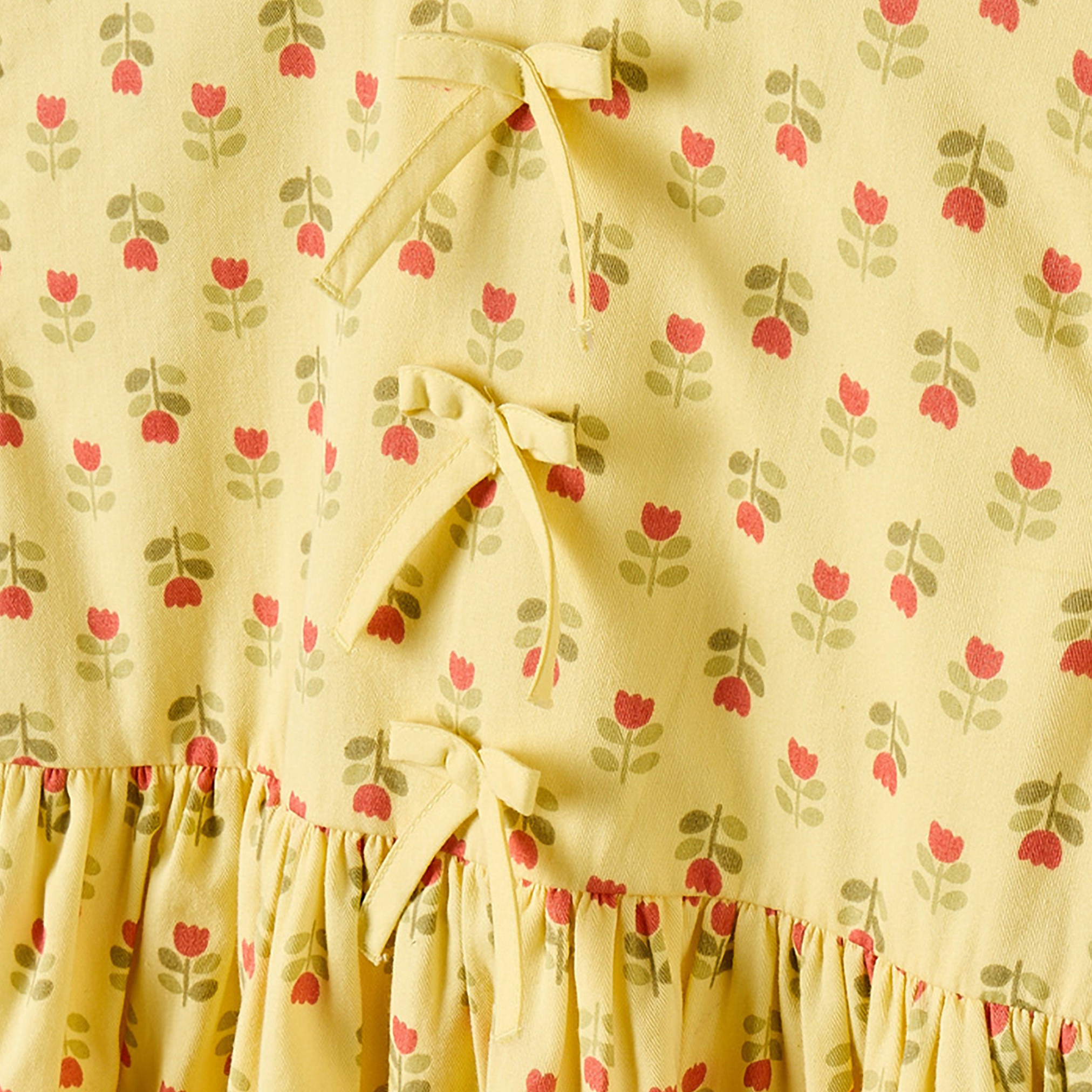 Juniors Round Neck Long Sleeves Knee Length Dress with Floral Print-girls-clothing-dressesandjumpsuits-image-5