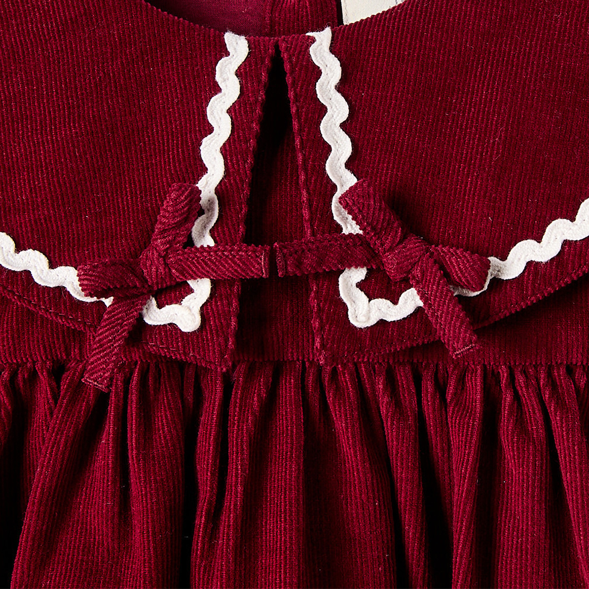 Juniors Peter Pan Collar Long Sleeves Knee Length Skater Dress with Lace Trim-girls-clothing-dressesandjumpsuits-image-3