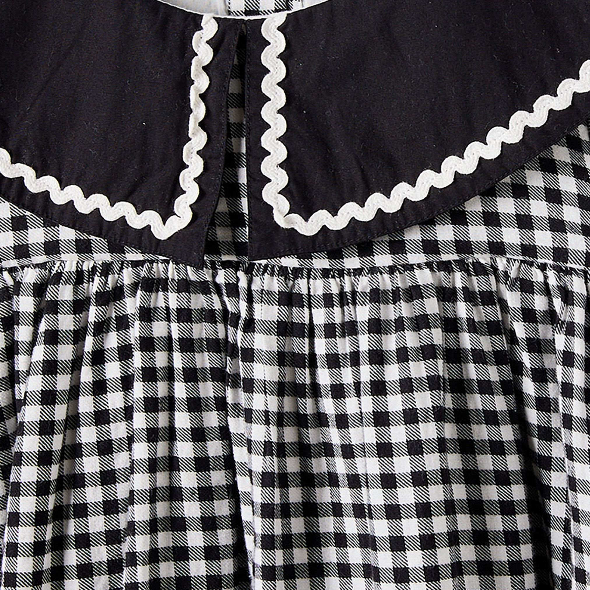 Juniors Peter Pan Collar Long Sleeves Knee Length Skater Dress with Checkered Print-girls-clothing-dressesandjumpsuits-image-3