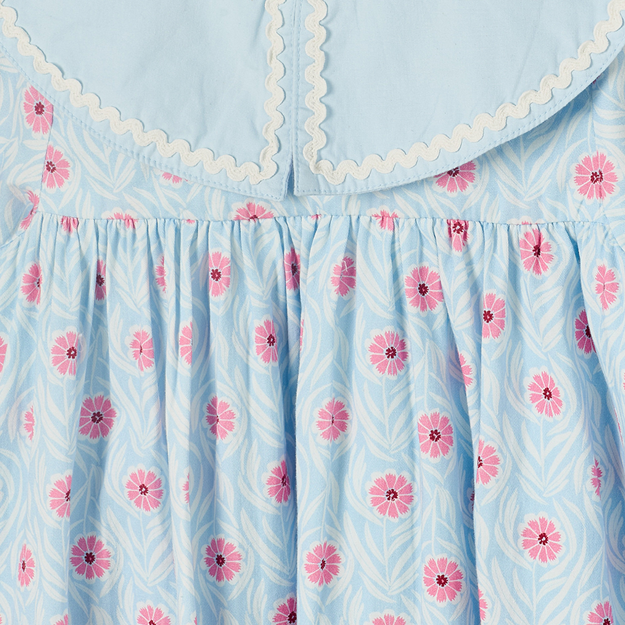 Juniors Peter Pan Collar Long Sleeves Knee Length Dress with Floral Print-girls-clothing-dressesandjumpsuits-image-3