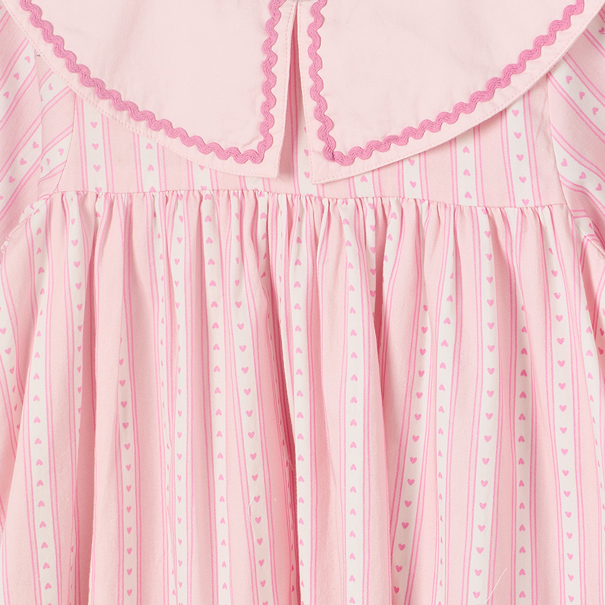 Juniors Peter Pan Collar Long Sleeves A-line Dress with Heart Print-girls-clothing-dressesandjumpsuits-image-3