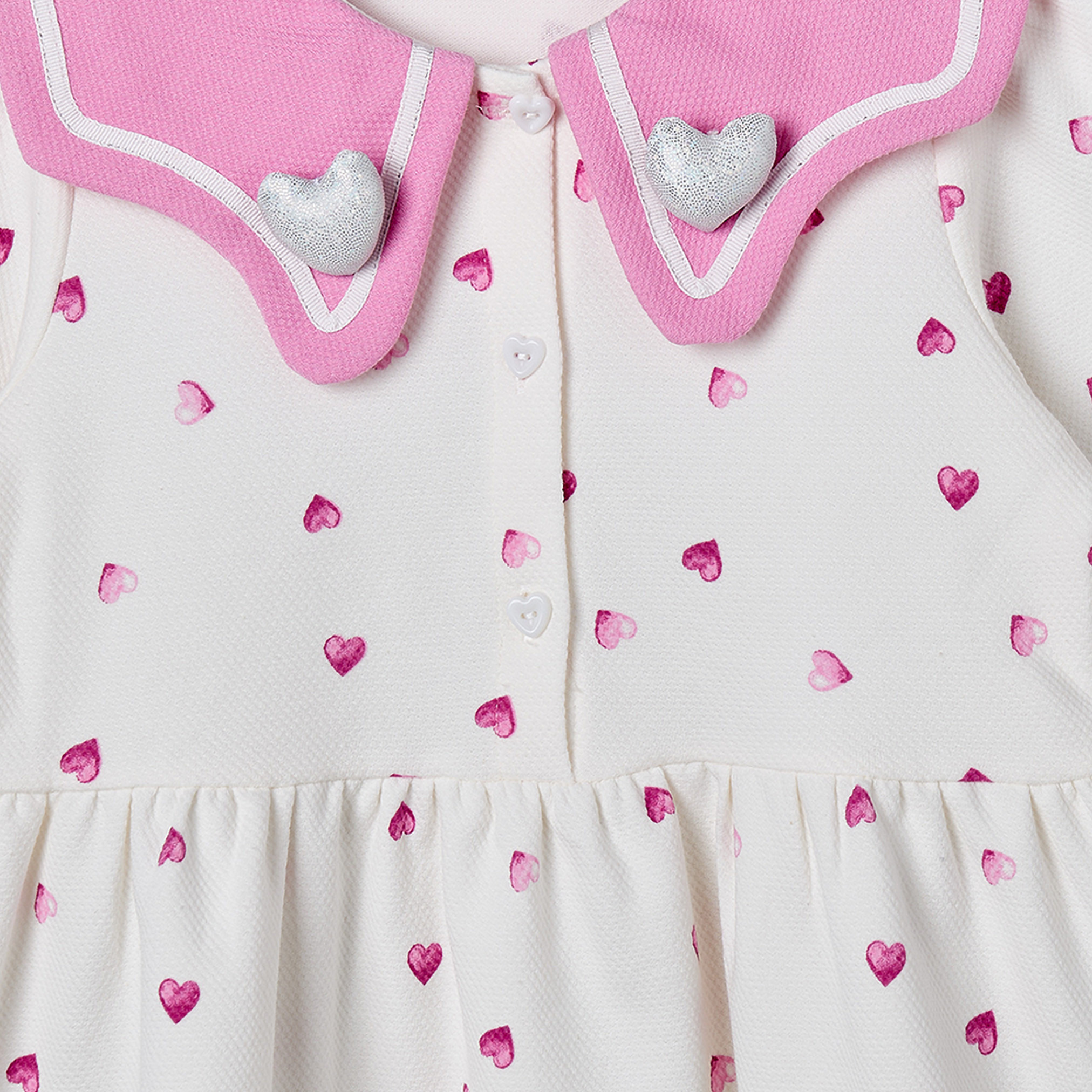 Juniors Sailor Collar Long Sleeves Knee Length Dress with Heart Applique-girls-clothing-dressesandjumpsuits-image-3