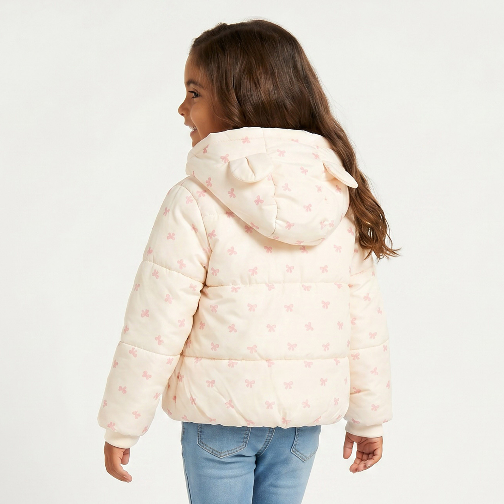 جاكيت منفوخ بطبعات فيونكة وسحاب إغلاق من جونيورز-baby-girls-clothing-winterwear-jacketsandcoats-image-3