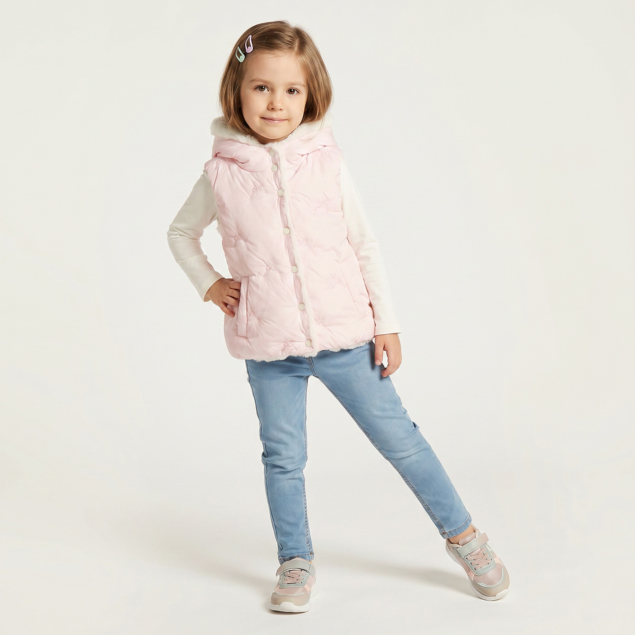 Juniors Faux Fur Quilted Sleeveless Gilet with Hood-baby-girls-clothing-winterwear-jacketsandcoats-image-2