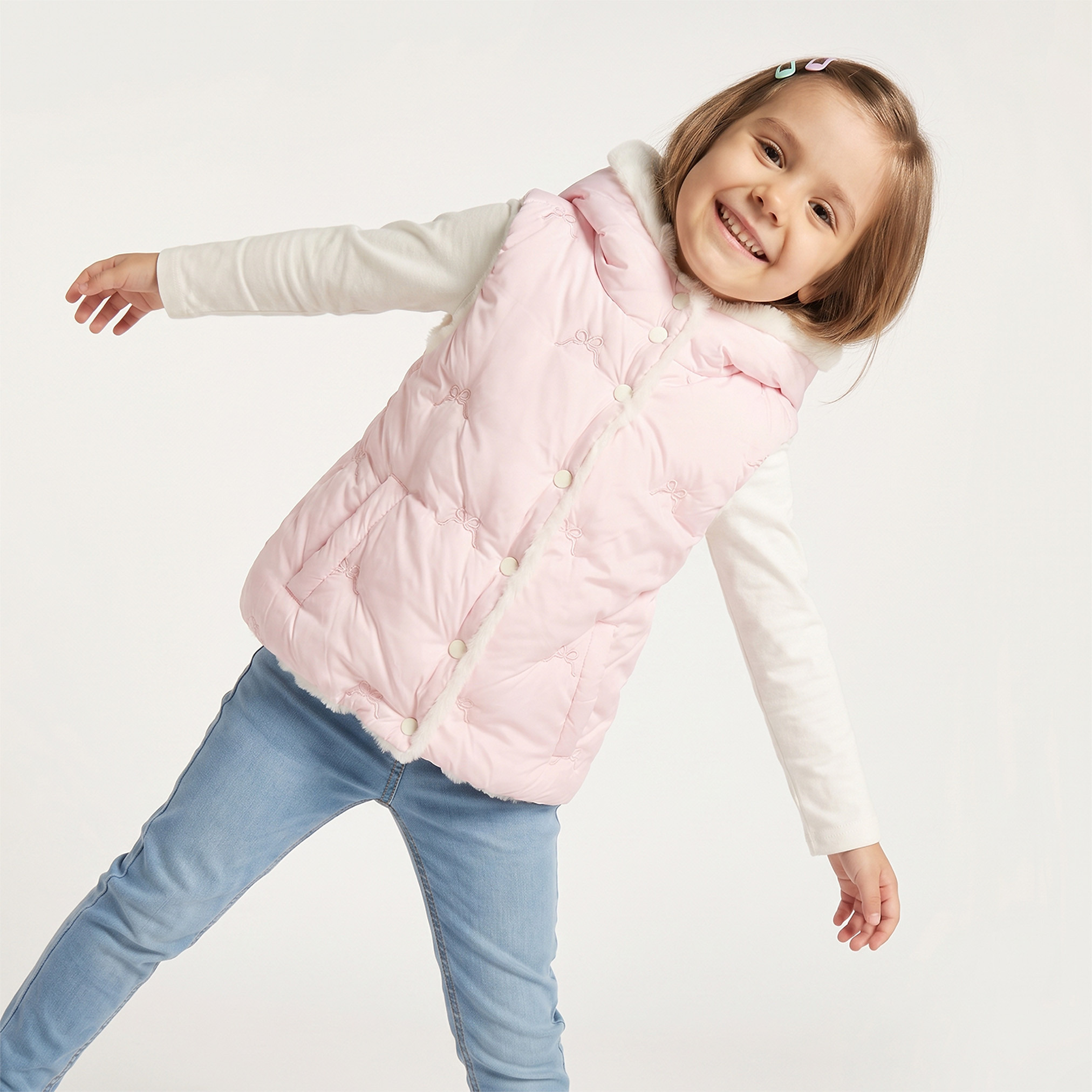 Juniors Faux Fur Quilted Sleeveless Gilet with Hood-baby-girls-clothing-winterwear-jacketsandcoats-image-5