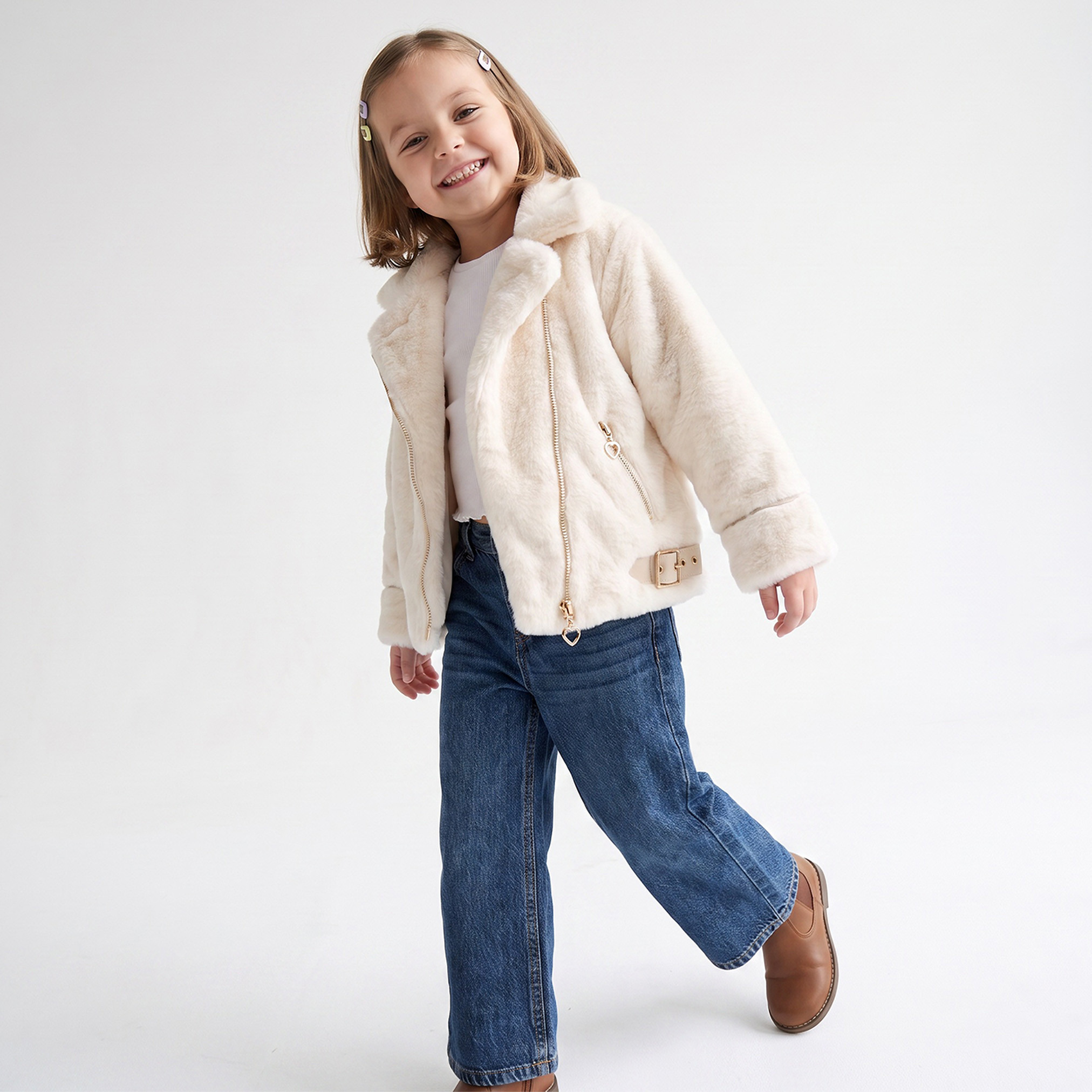 جاكيت بايكر فرو صناعي بسحاب إغلاق من جونيورز-baby-girls-clothing-jacketsandcoats-image-5