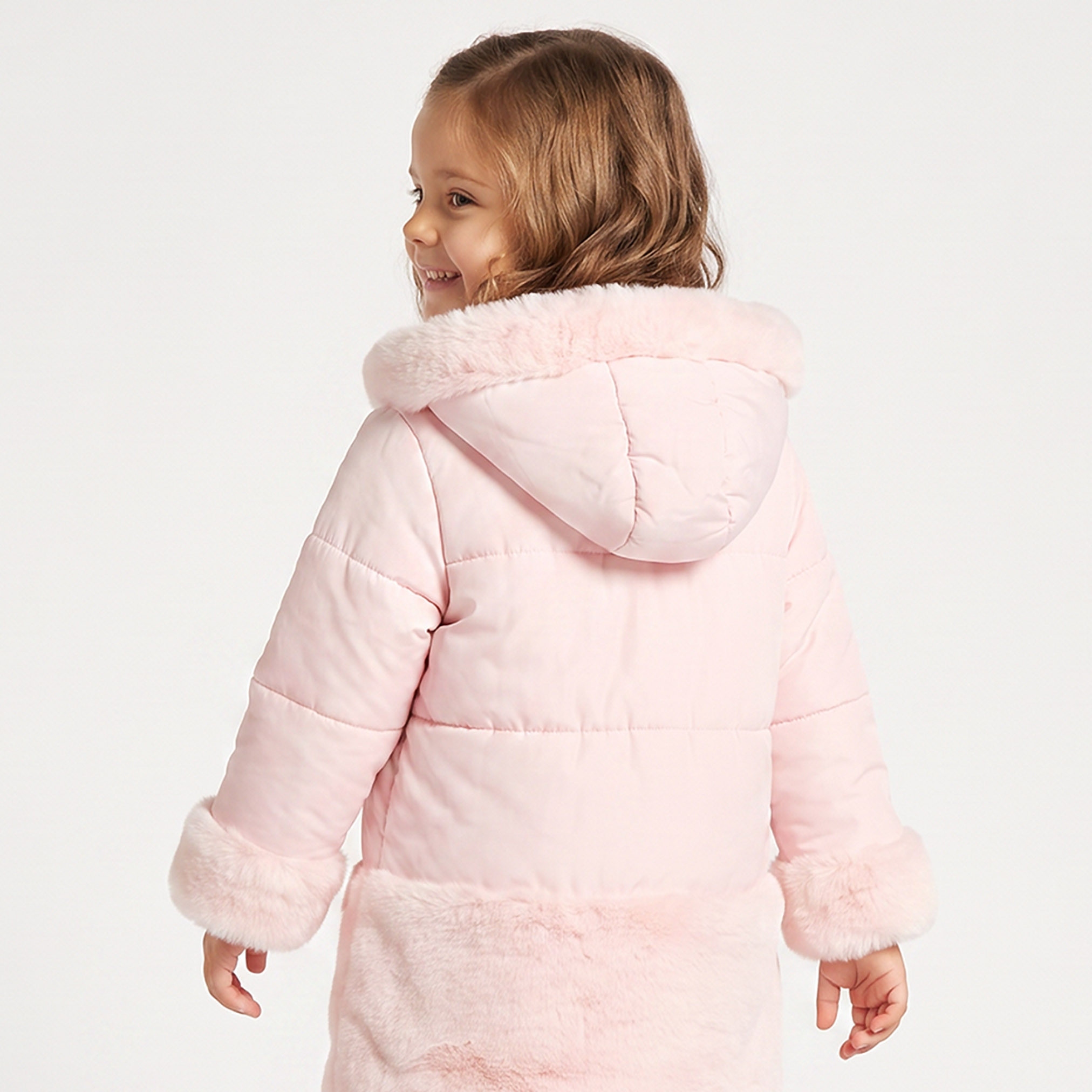 Juniors Hooded Padded Jacket with Faux Fur Trim-baby-girls-clothing-winterwear-jacketsandcoats-image-2