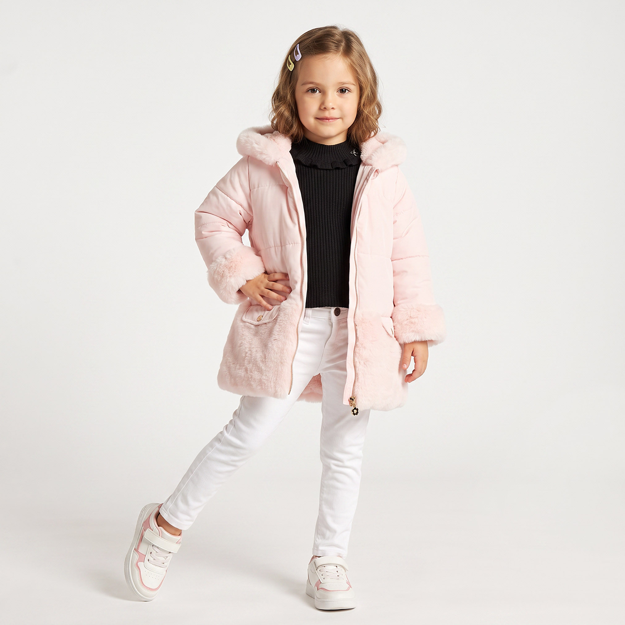 Juniors Hooded Padded Jacket with Faux Fur Trim-baby-girls-clothing-winterwear-jacketsandcoats-image-5