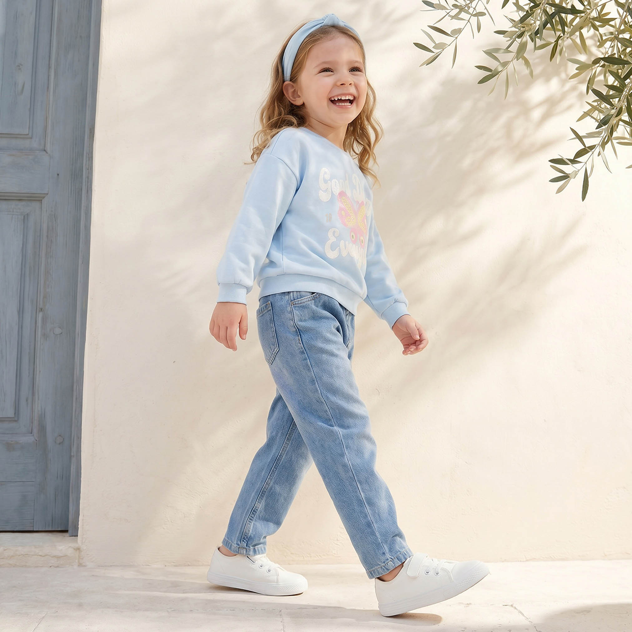 Juniors Butterfly Print Sweatshirt with Long Sleeves-girls-clothing-sweatshirts-image-5