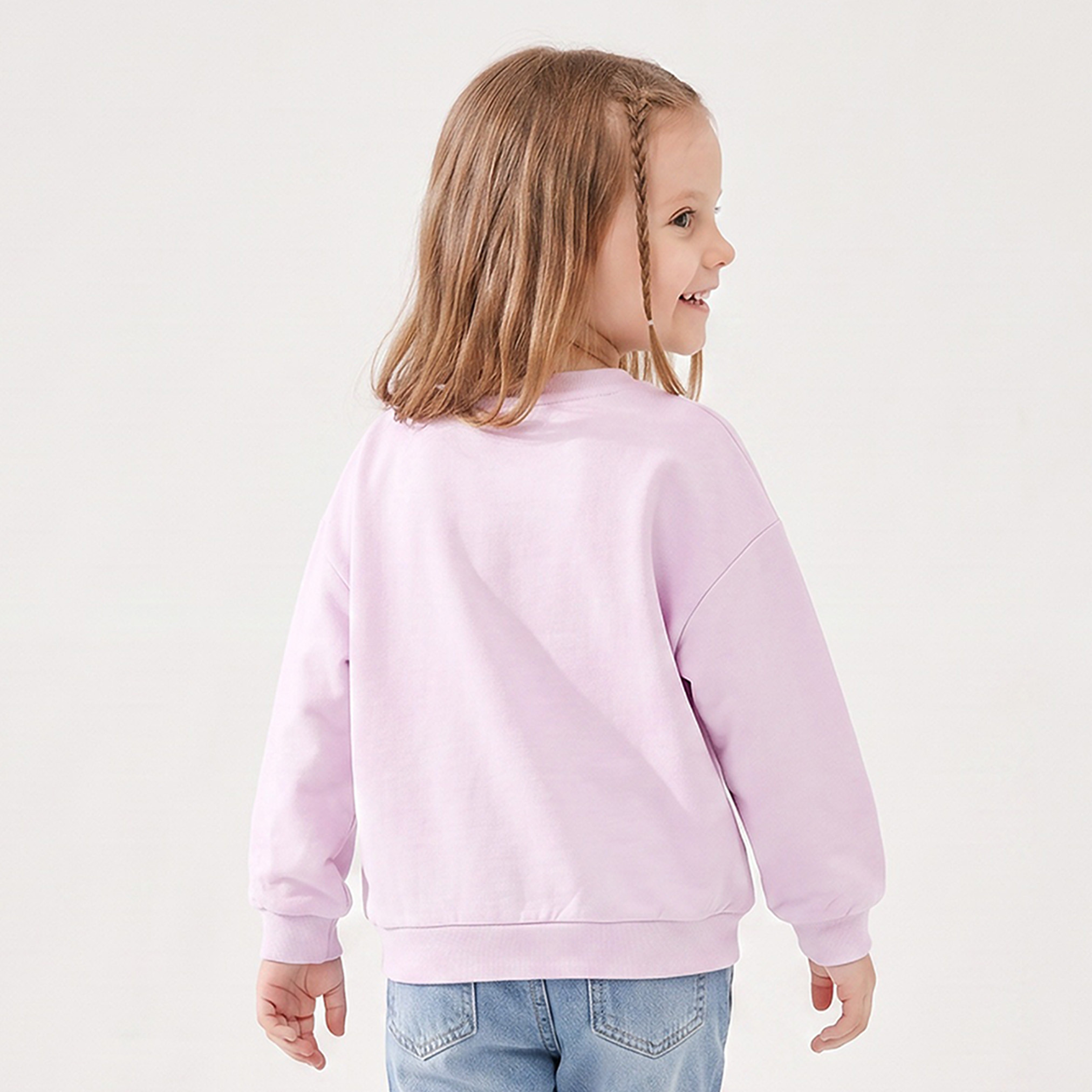 Juniors Cat Print Sweatshirt with Long Sleeves-girls-clothing-sweatshirts-image-3