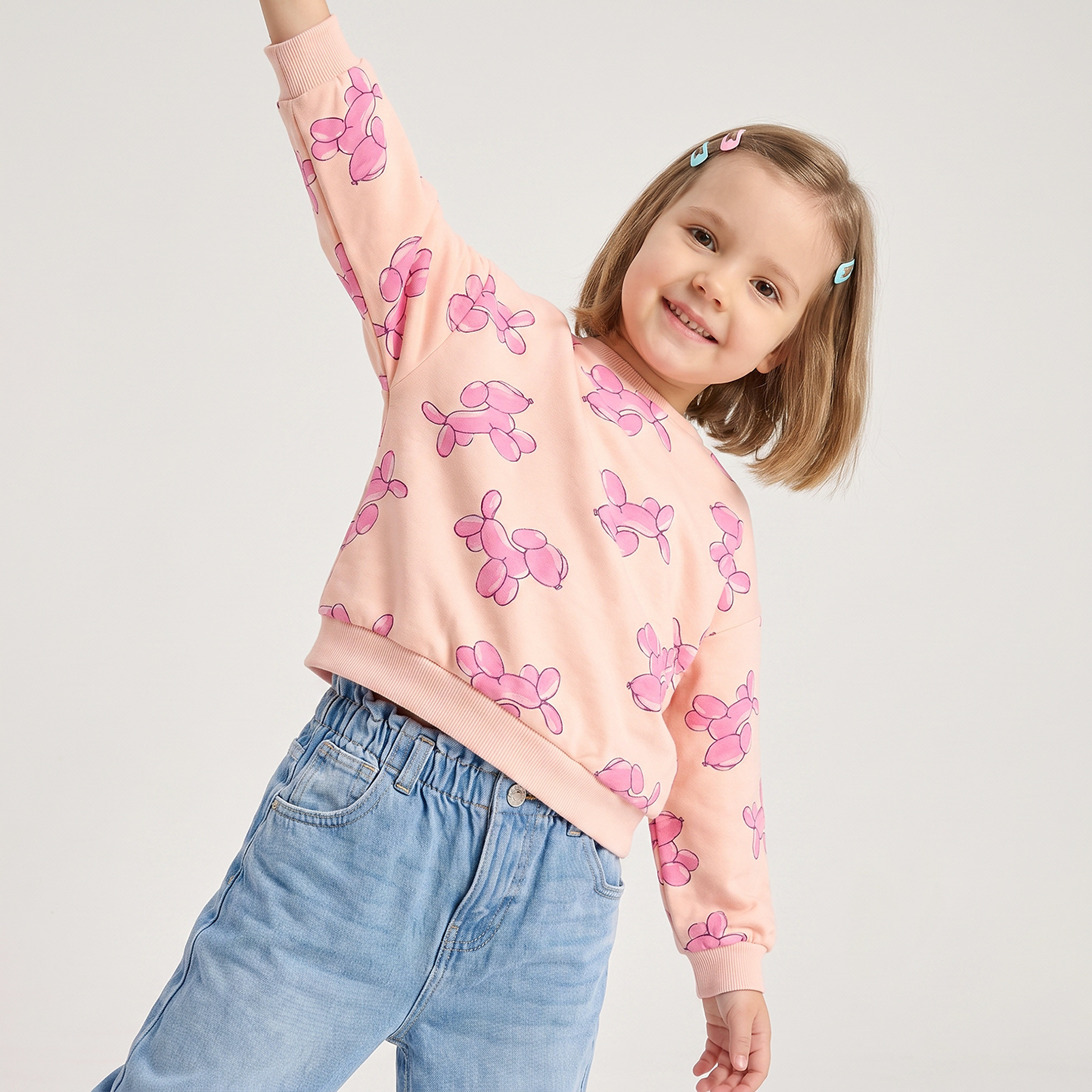 سويت شيرت بأكمام طويلة بطبعات كلب بالون من جونيورز-girls-clothing-sweatshirts-image-1