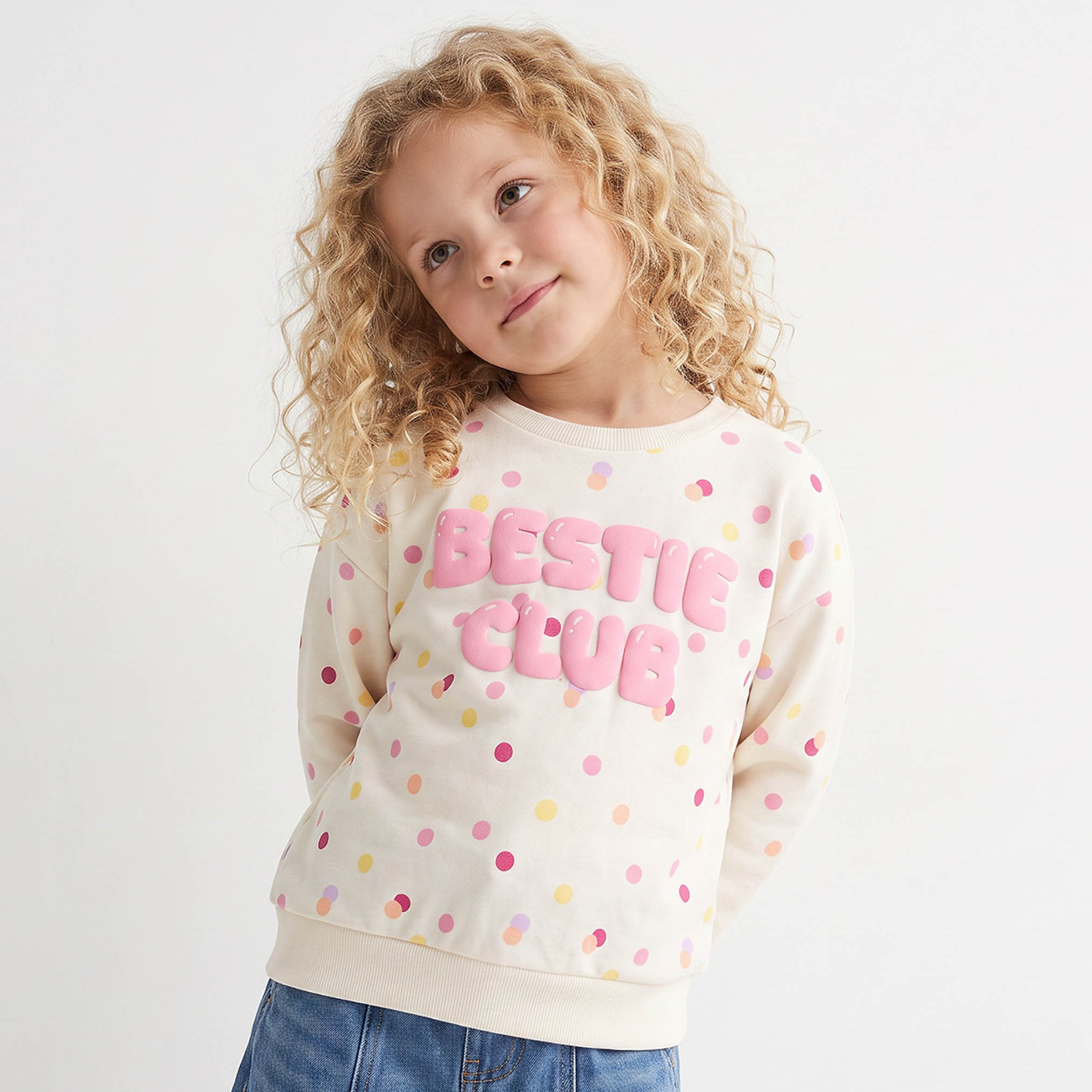 Juniors Slogan Print Sweatshirt with Long Sleeves-girls-clothing-sweatshirts-image-1