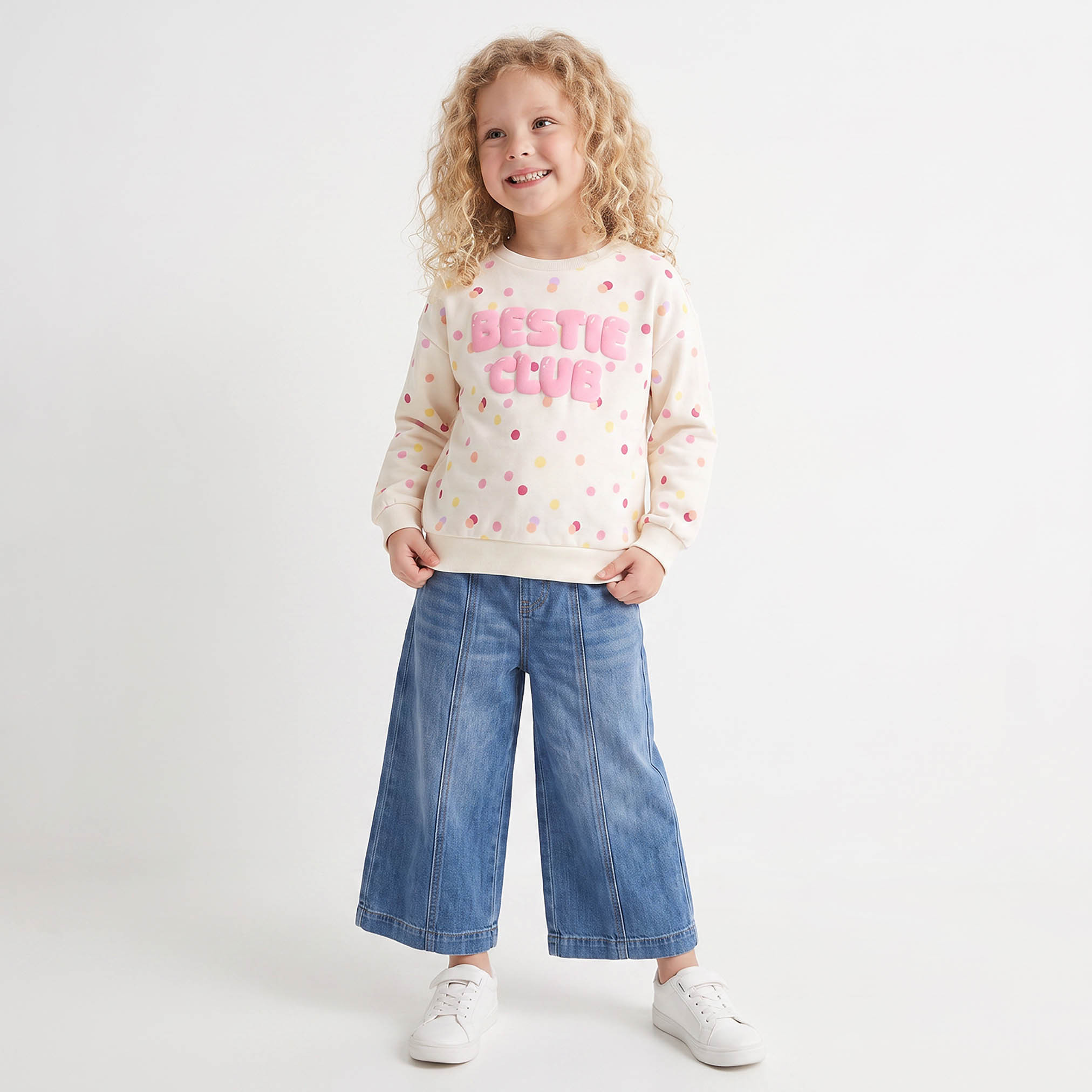 Juniors Slogan Print Sweatshirt with Long Sleeves-girls-clothing-sweatshirts-image-4