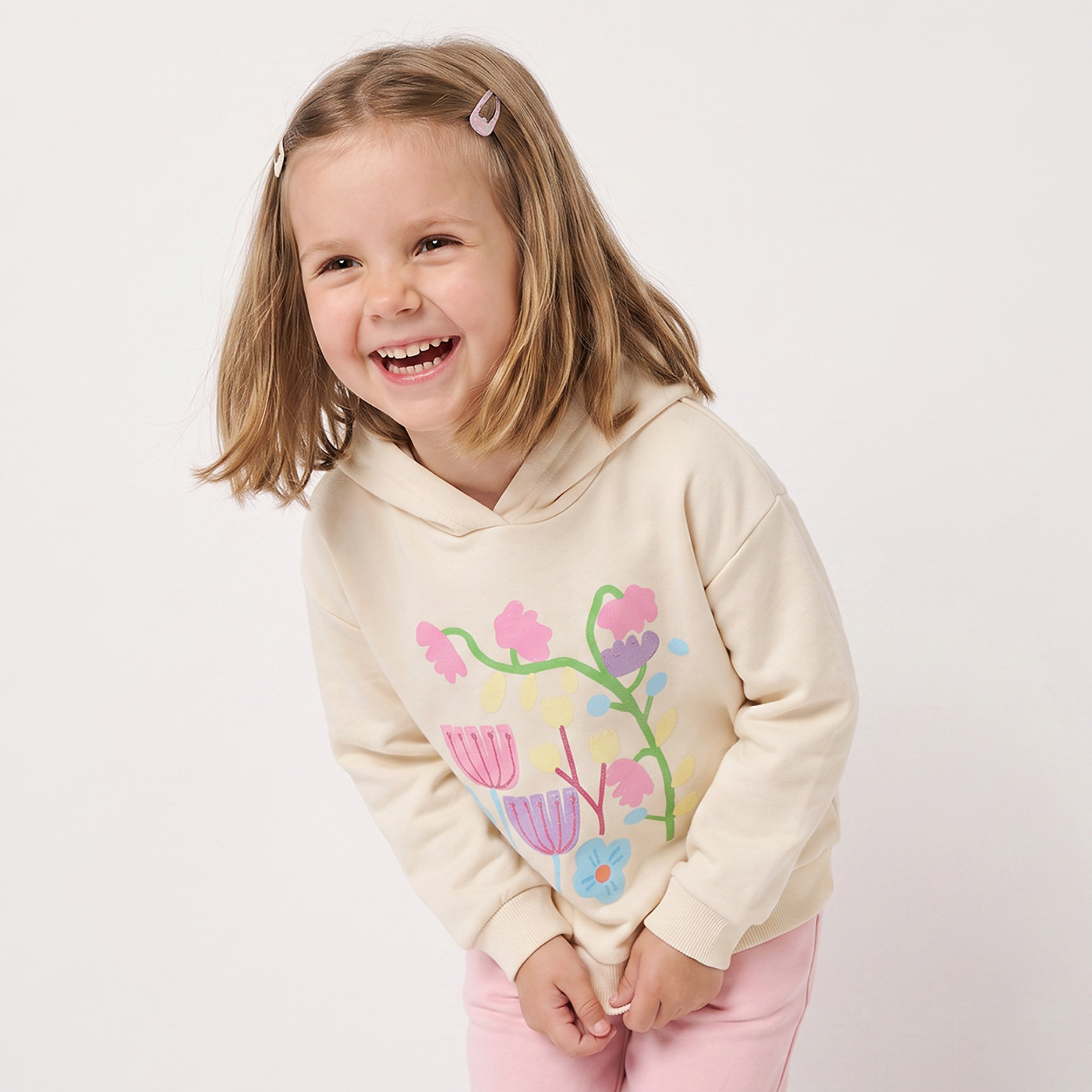 Juniors Hooded Sweatshirt with Floral Print-girls-clothing-sweatshirts-image-1