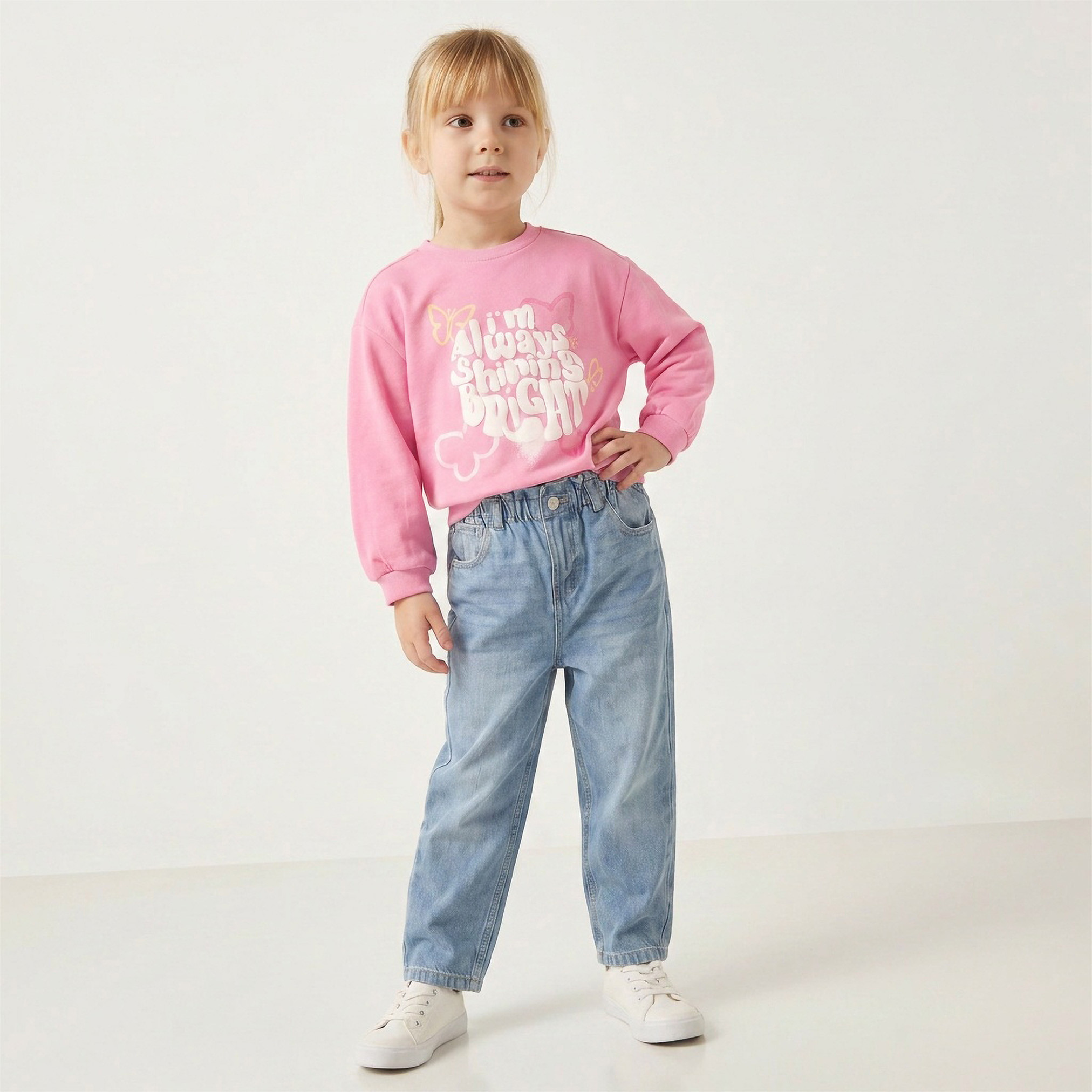 Juniors Slogan Print Sweatshirt with Long Sleeves-girls-clothing-sweatshirts-image-6