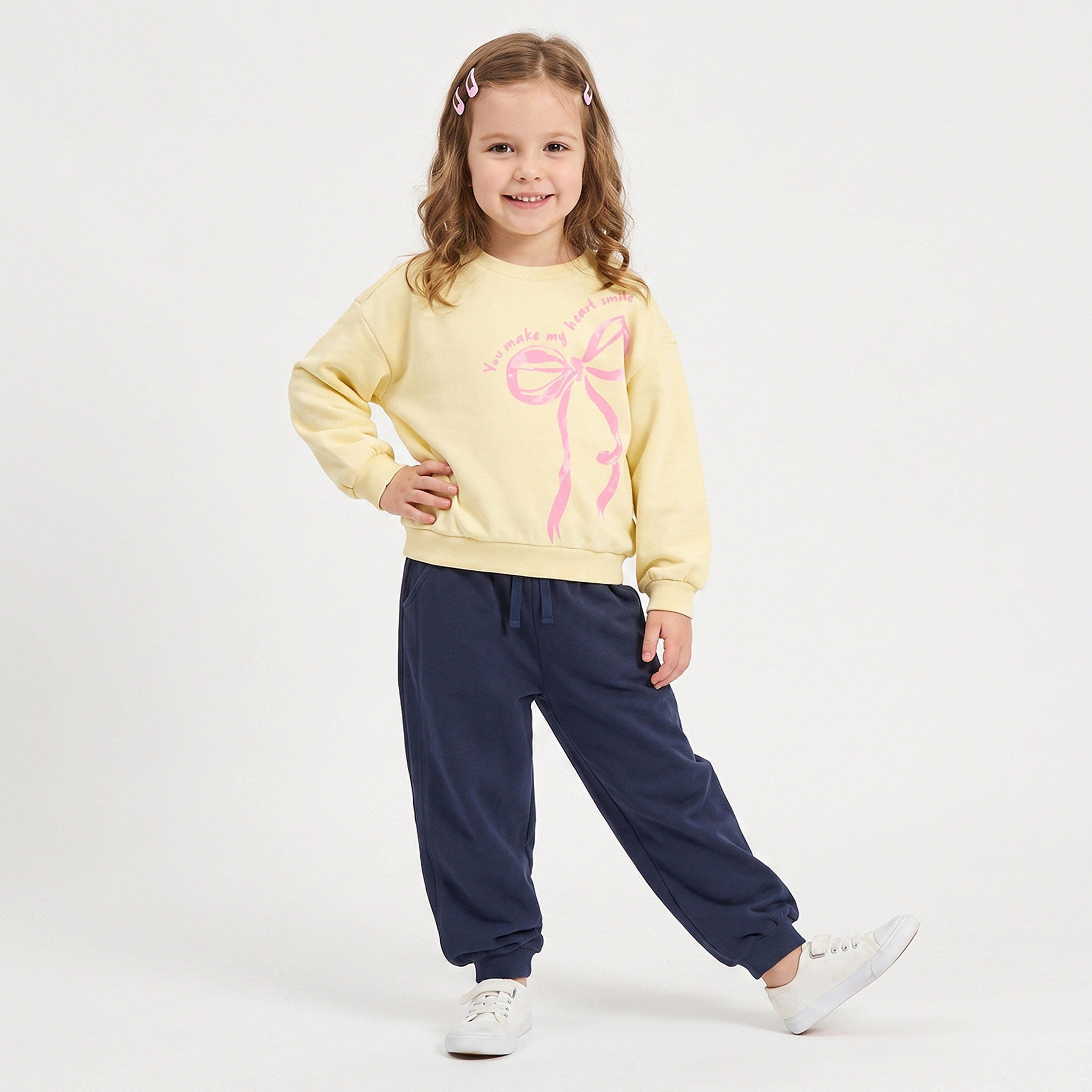 Juniors Bow Print Sweatshirt with Long Sleeves-girls-clothing-sweatshirts-image-2