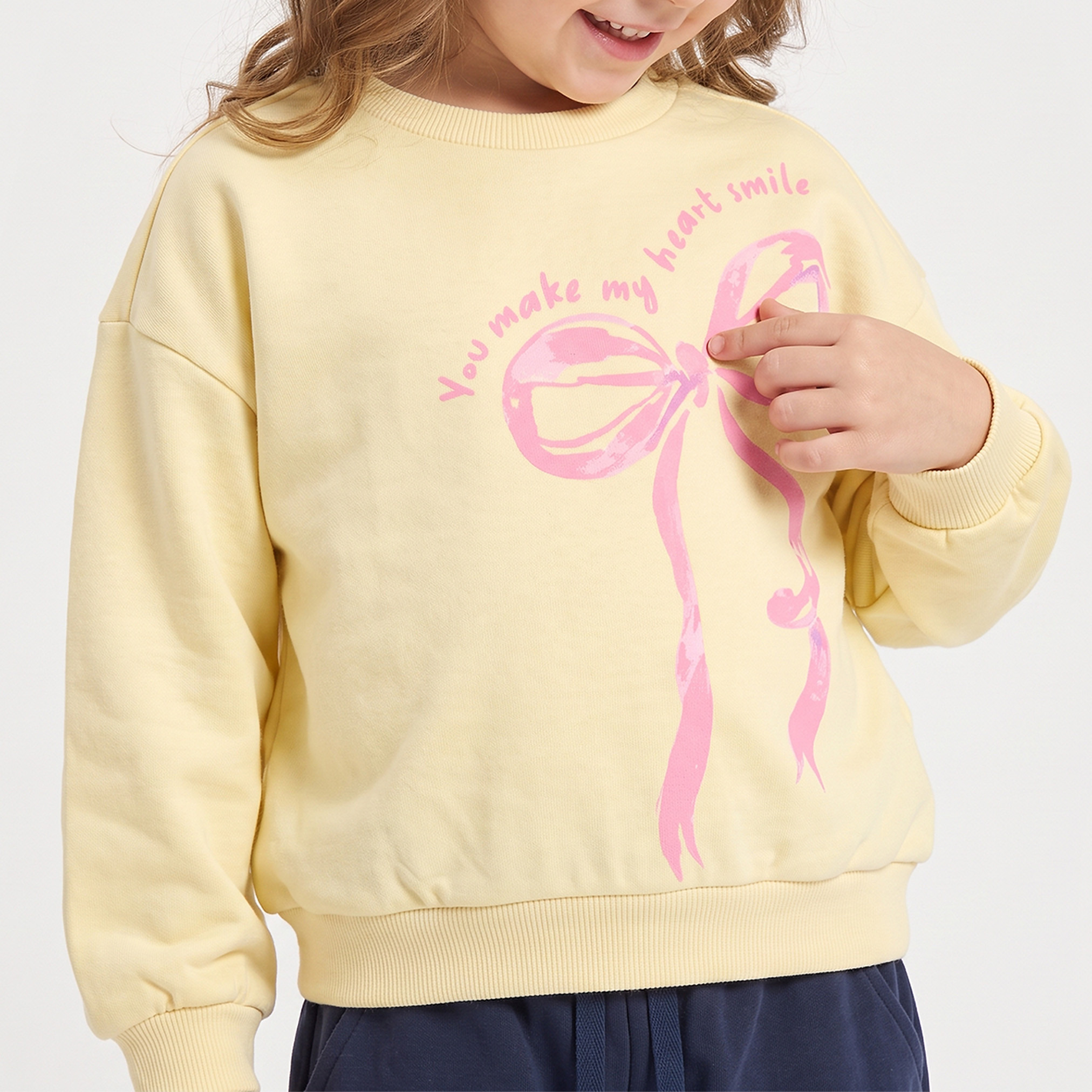 Juniors Bow Print Sweatshirt with Long Sleeves-girls-clothing-sweatshirts-image-6