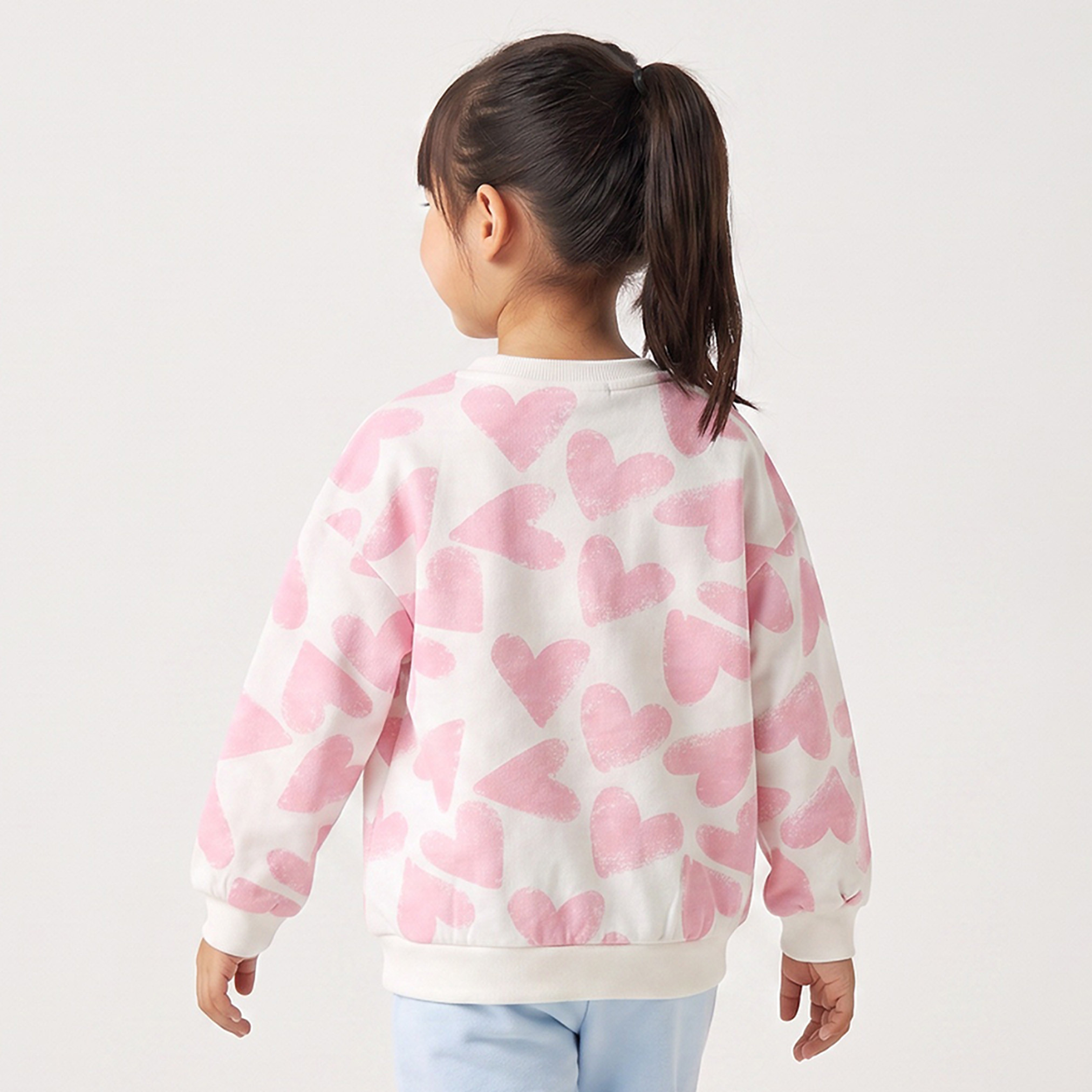 Juniors Crew Neck Sweatshirt with Heart Print-girls-clothing-sweatshirts-image-2