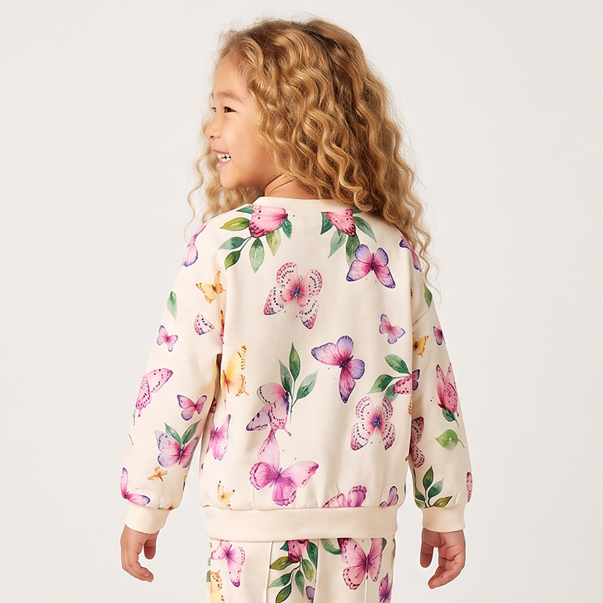 سويت شيرت قطن بأكمام طويلة وطبعات فراشات من جونيورز-girls-clothing-sweatshirts-image-3