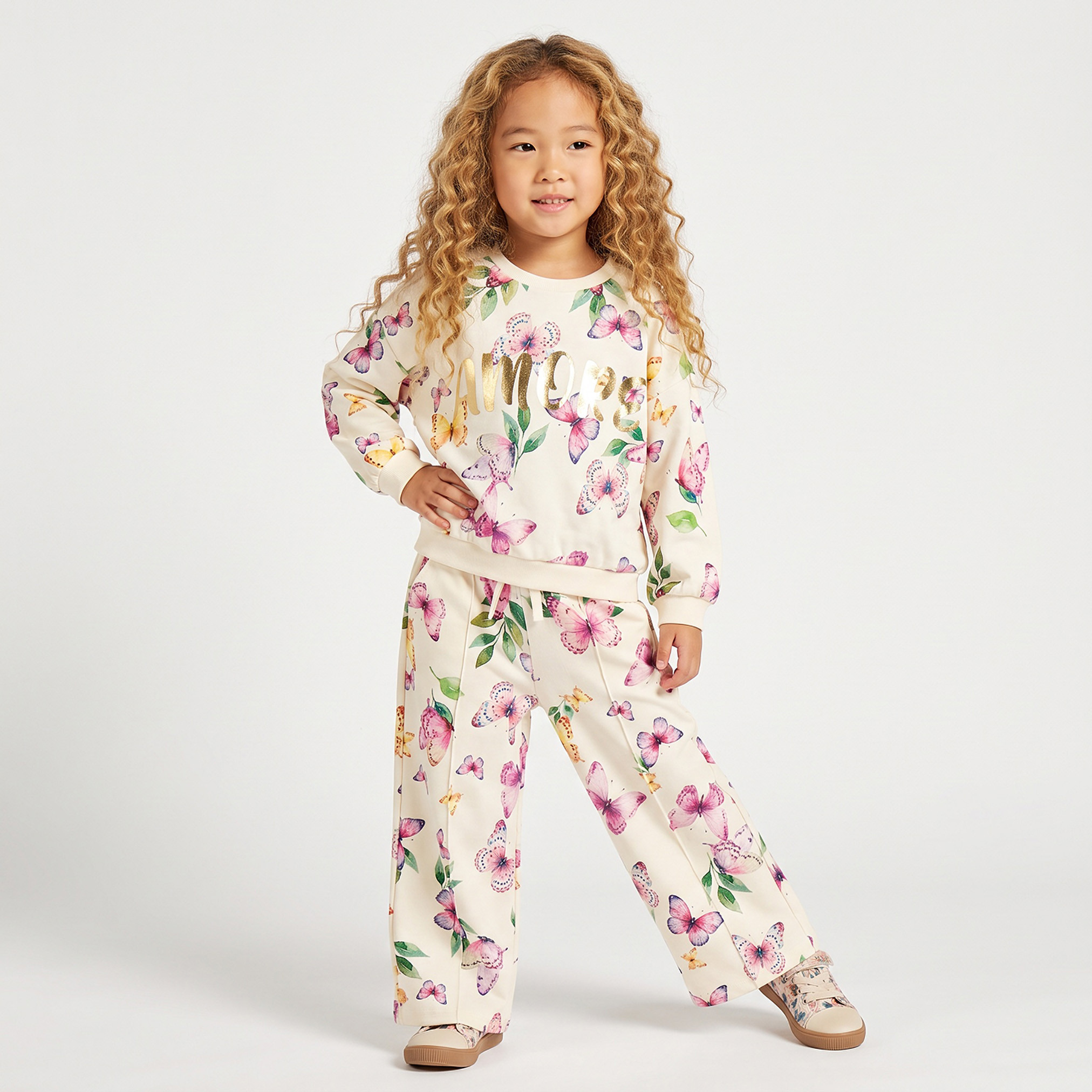 سويت شيرت قطن بأكمام طويلة وطبعات فراشات من جونيورز-girls-clothing-sweatshirts-image-2