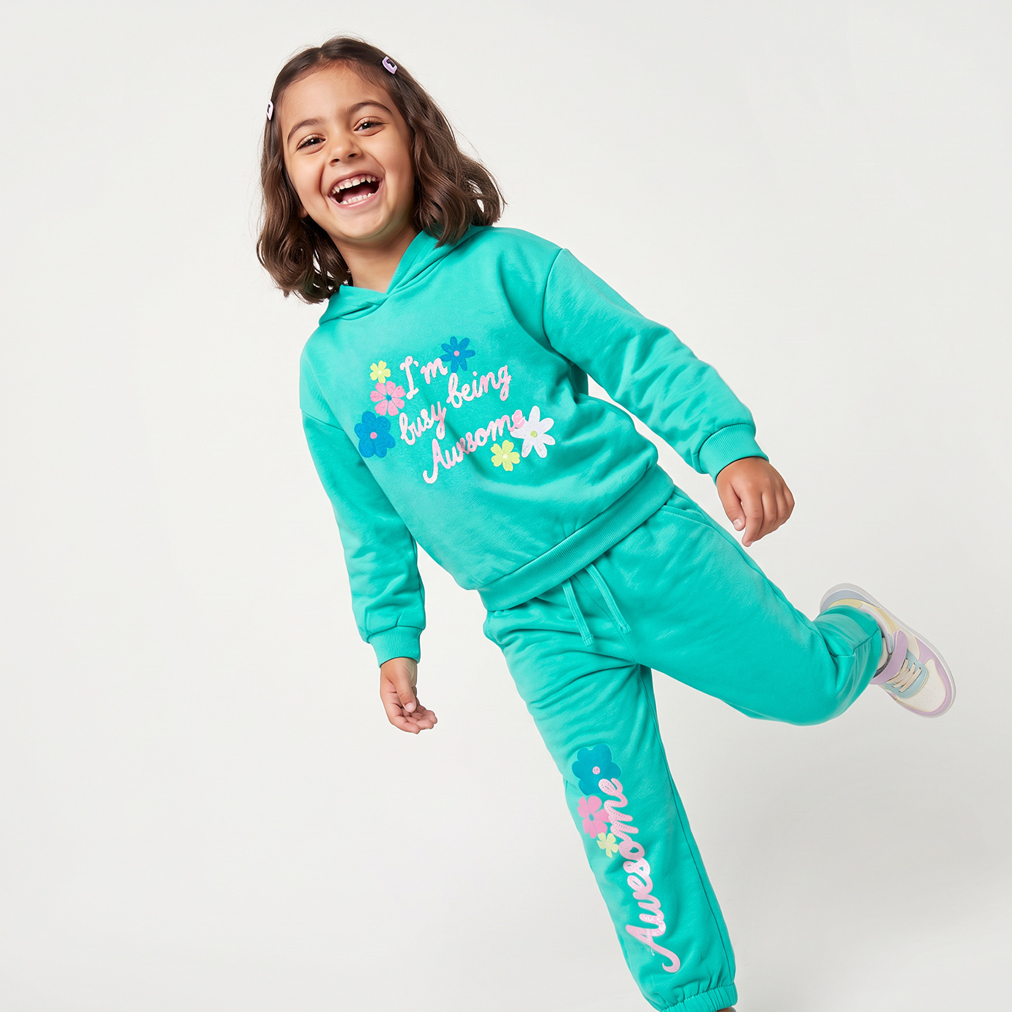 سويت شيرت قطن بقبعة وأكمام طويلة وطبعات شعار من جونيورز-girls-clothing-sweatshirts-image-2