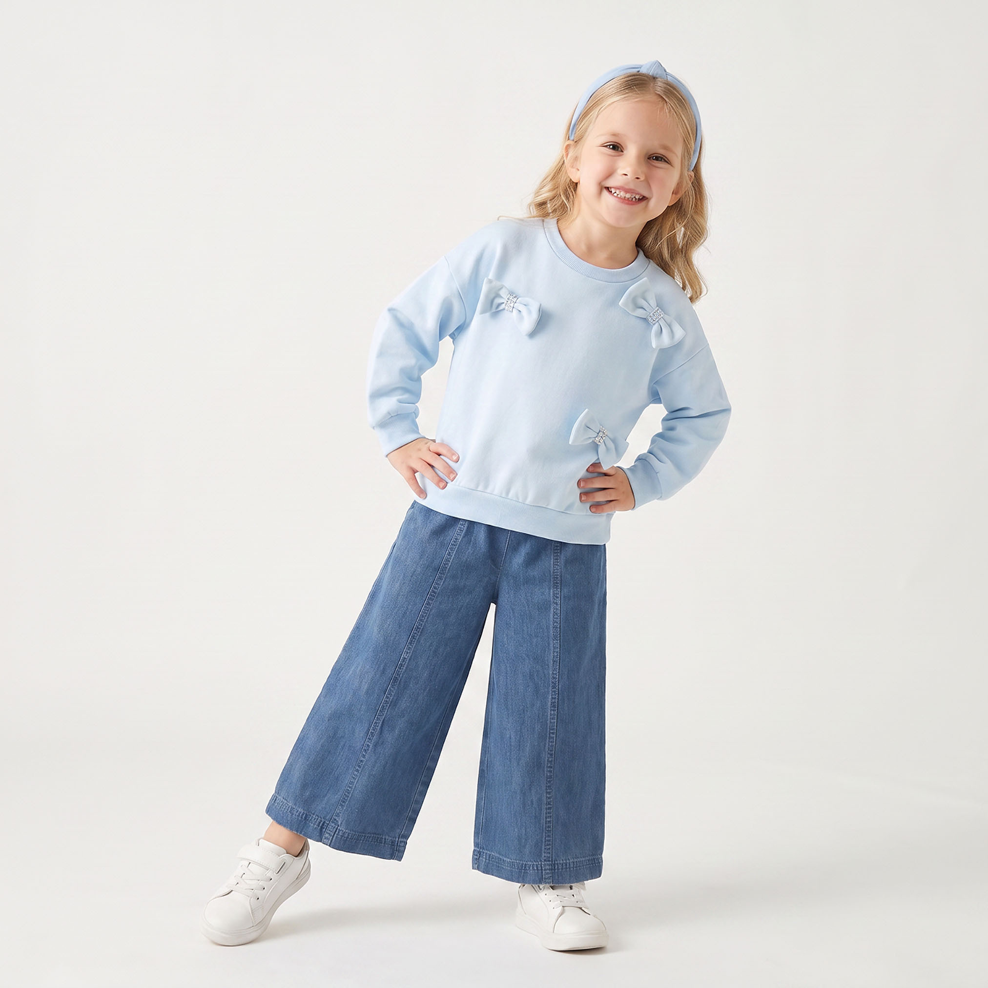 Juniors Bow Accent Sweatshirt with Long Sleeves-girls-clothing-sweatshirts-image-3