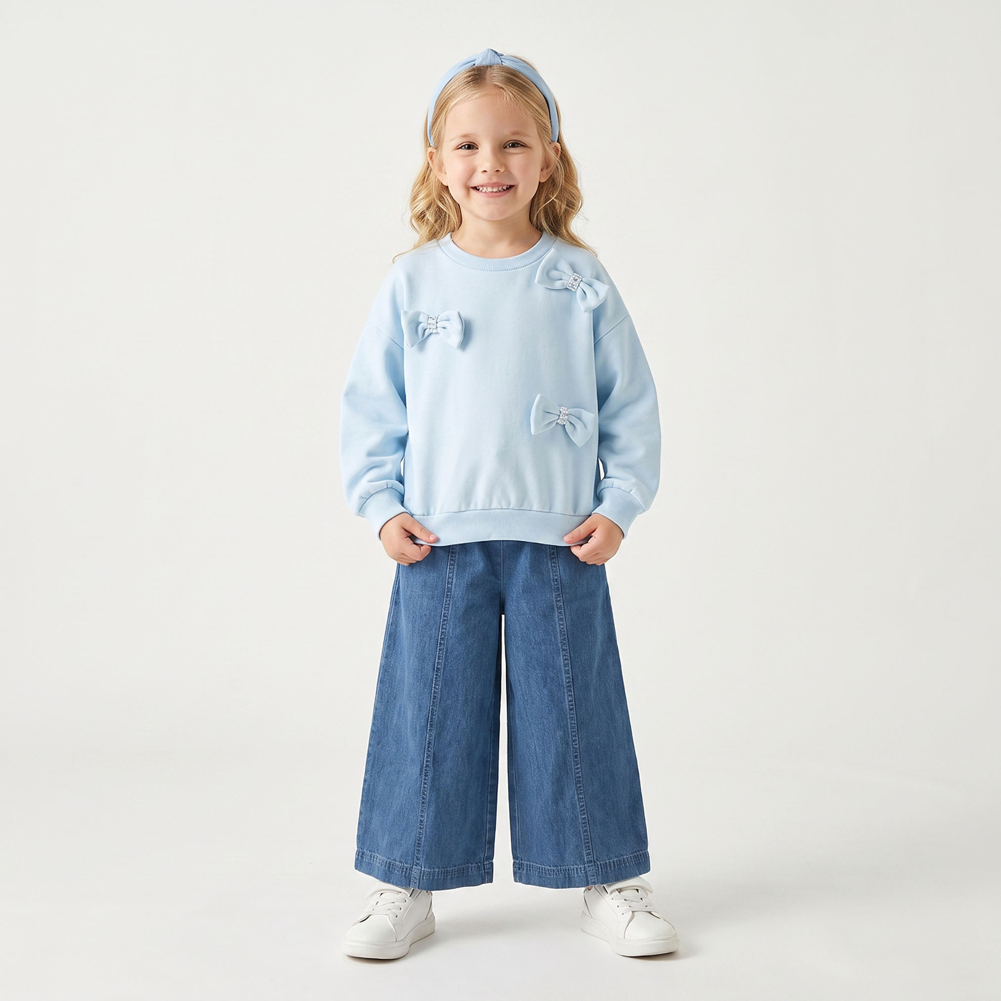 Juniors Bow Accent Sweatshirt with Long Sleeves-girls-clothing-sweatshirts-image-5