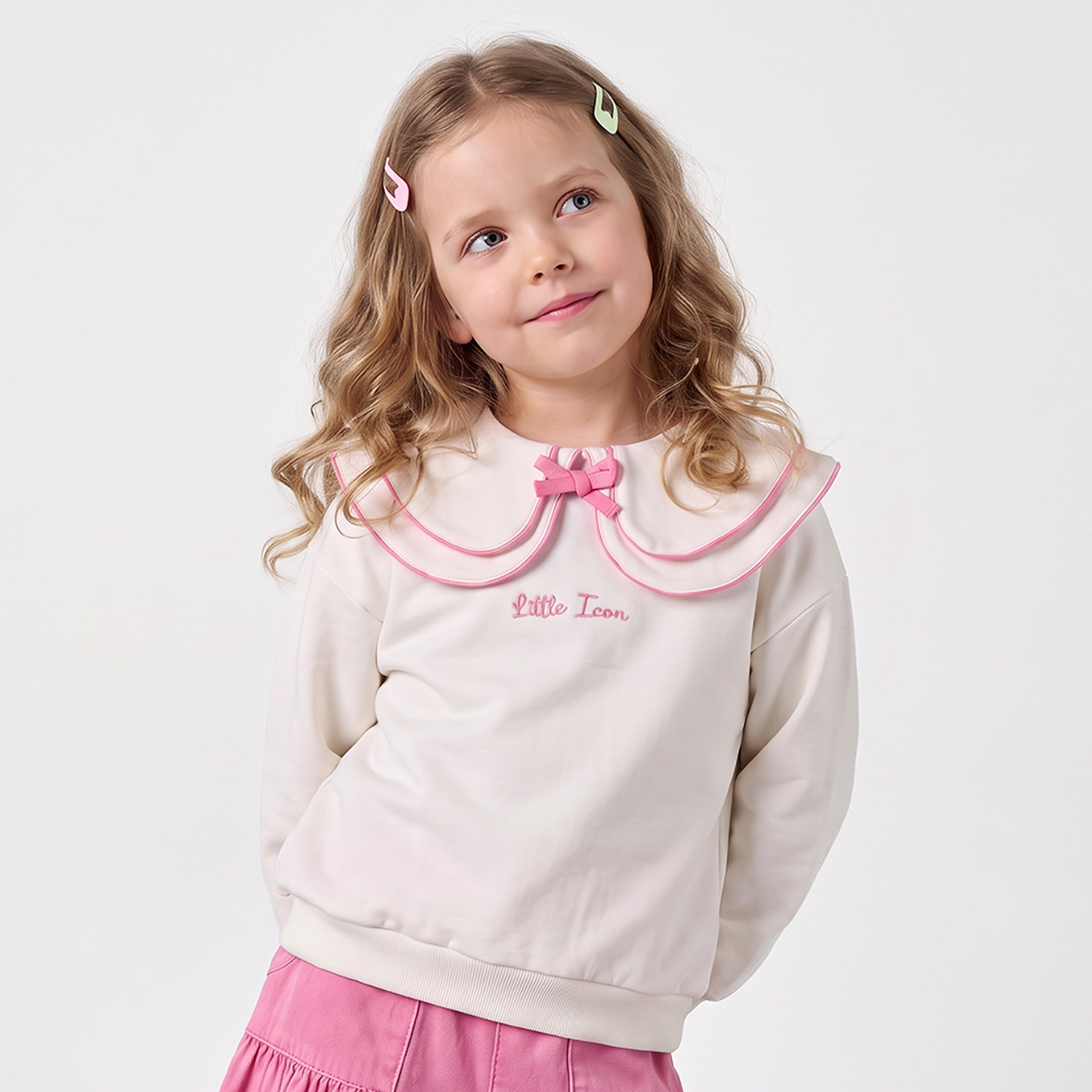 Juniors Embroidered Sweatshirt with Long Sleeves-girls-clothing-sweatshirts-image-1