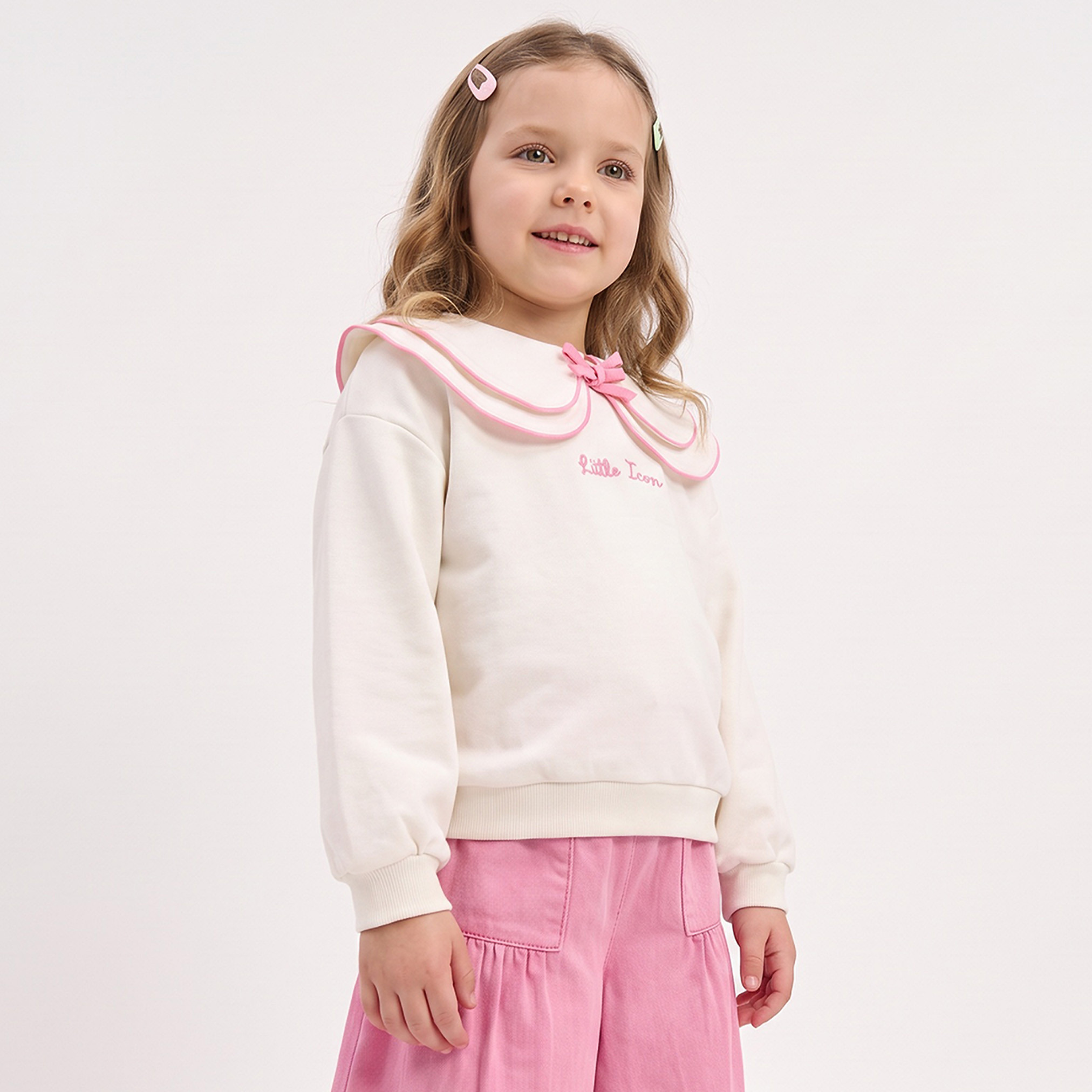 Juniors Embroidered Sweatshirt with Long Sleeves-girls-clothing-sweatshirts-image-5