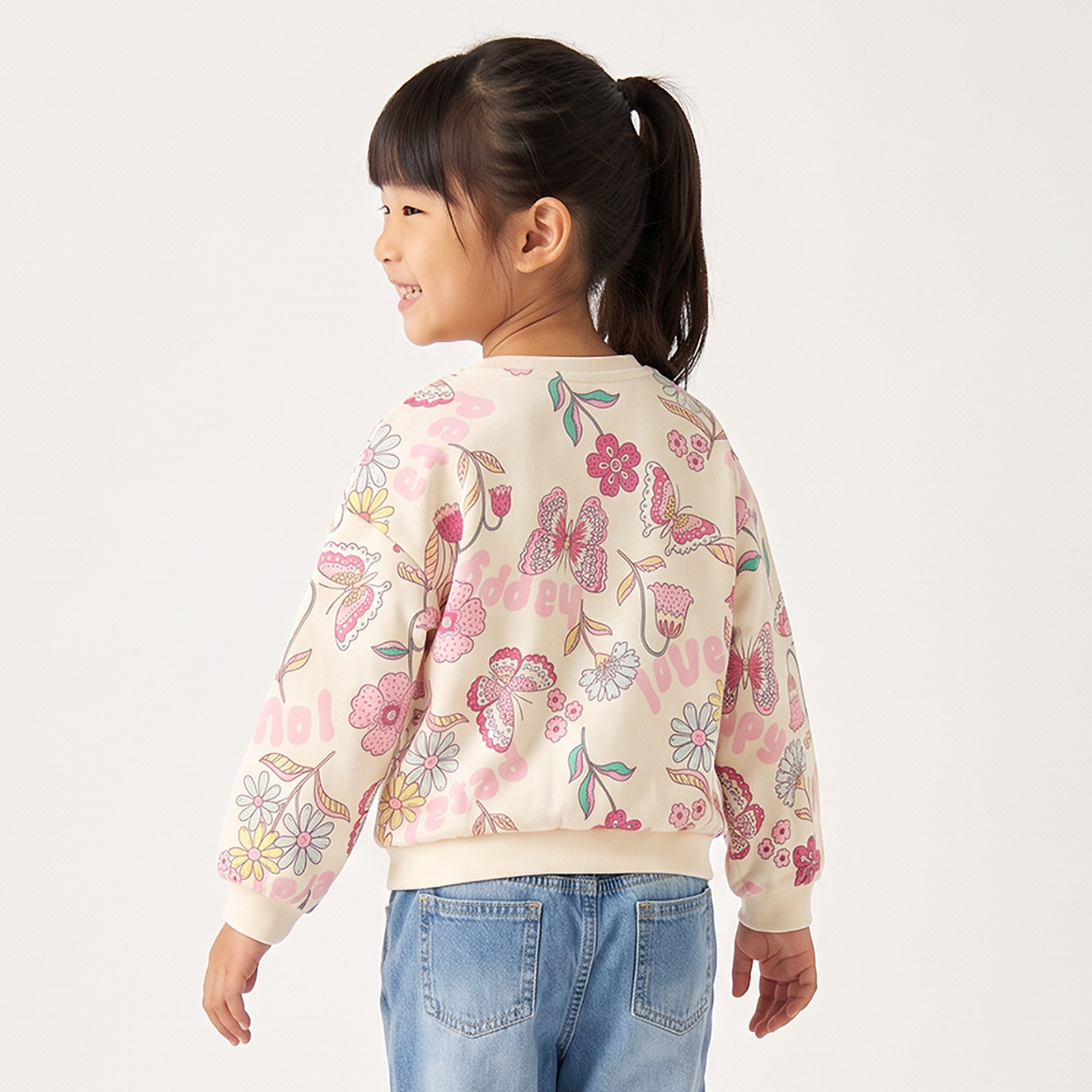 Juniors Butterfly Print Sweatshirt with Long Sleeves-girls-clothing-sweatshirts-image-3