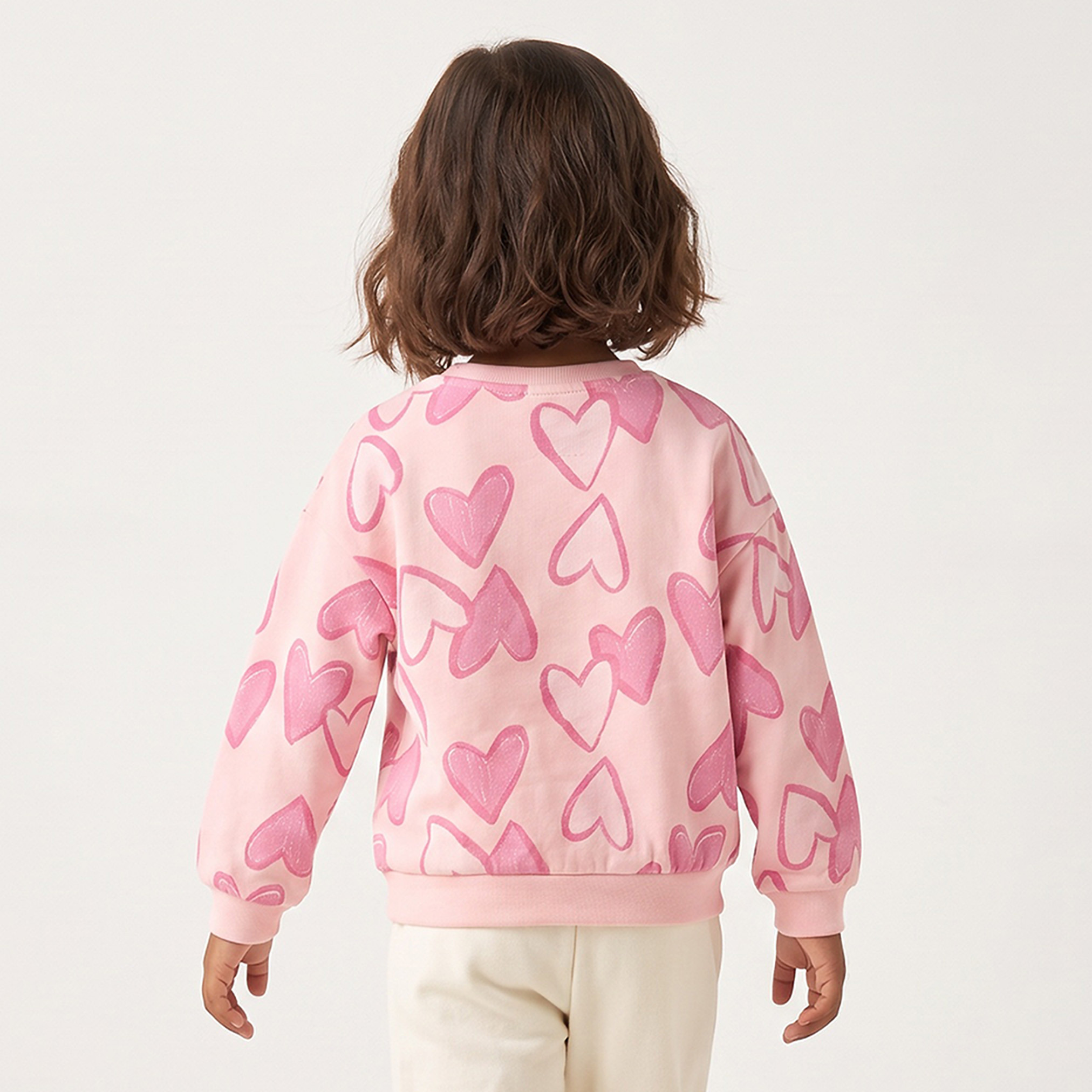Juniors Heart Print Sweatshirt with Long Sleeves-girls-clothing-sweatshirts-image-2
