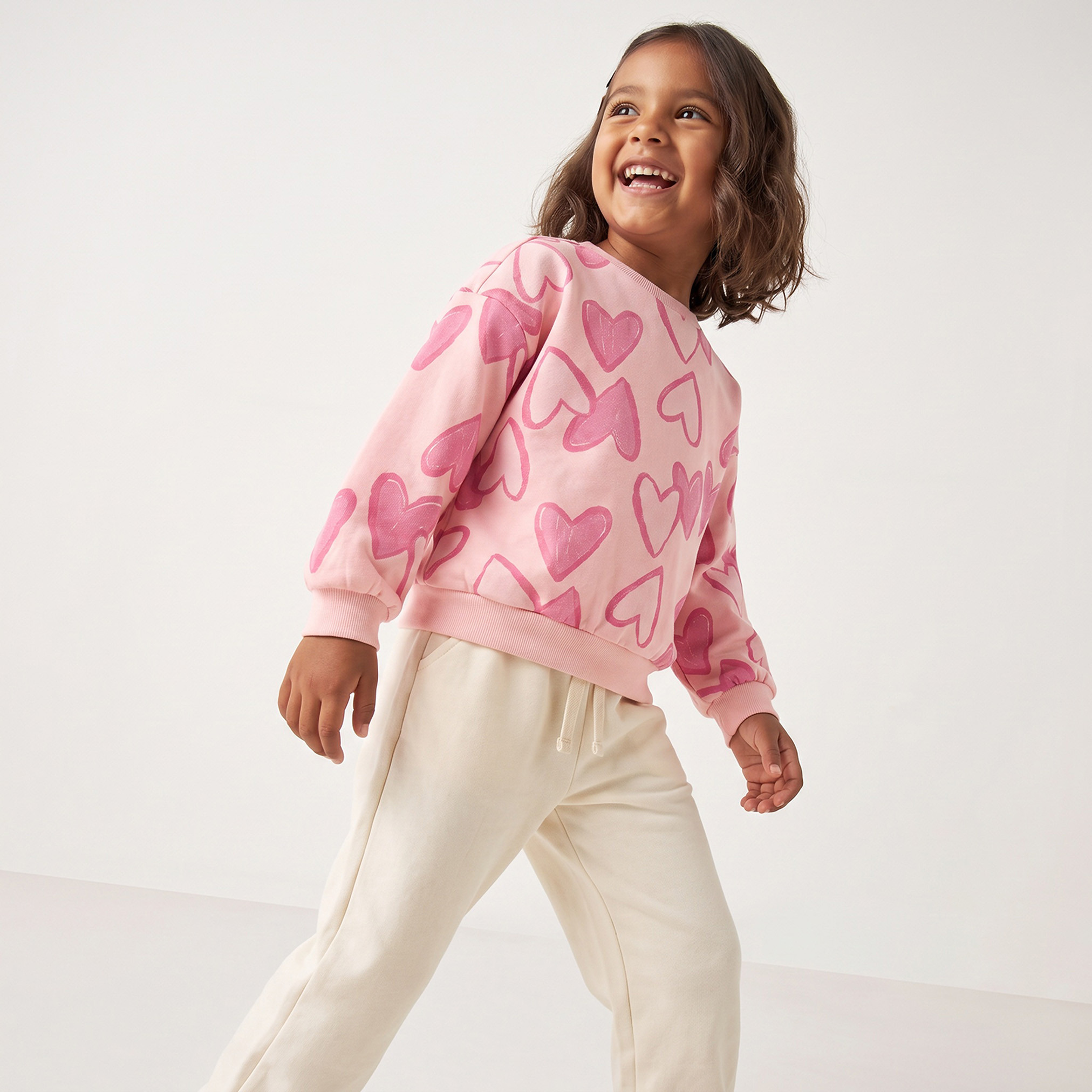 Juniors Heart Print Sweatshirt with Long Sleeves-girls-clothing-sweatshirts-image-3