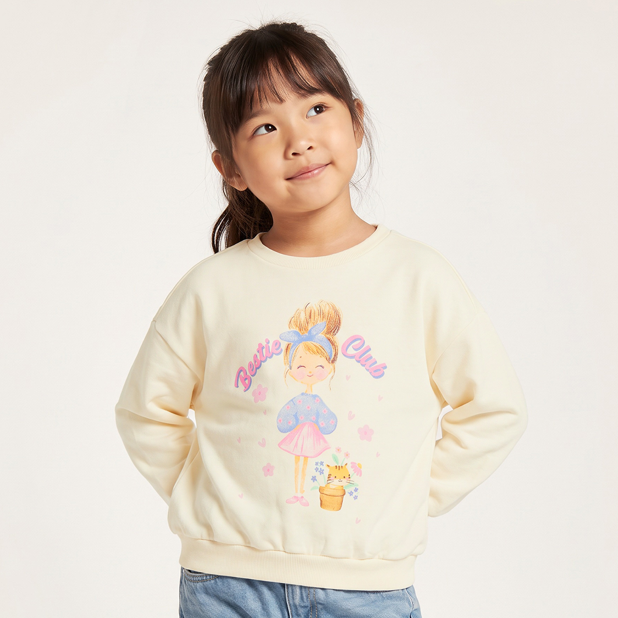 سويت شيرت قطن بأكمام طويلة وطبعات جرافيك من جونيورز-girls-clothing-sweatshirts-image-1