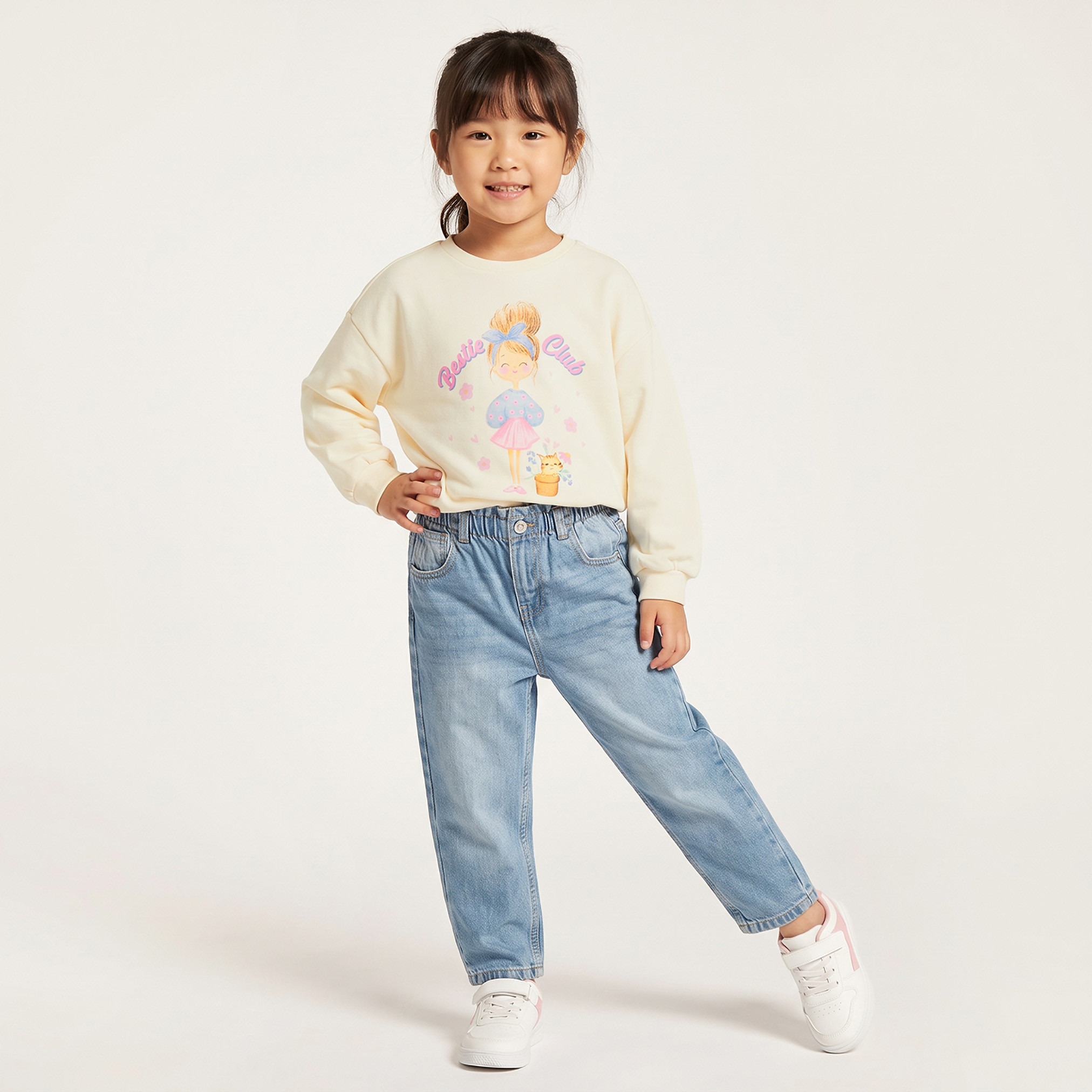 سويت شيرت قطن بأكمام طويلة وطبعات جرافيك من جونيورز-girls-clothing-sweatshirts-image-3