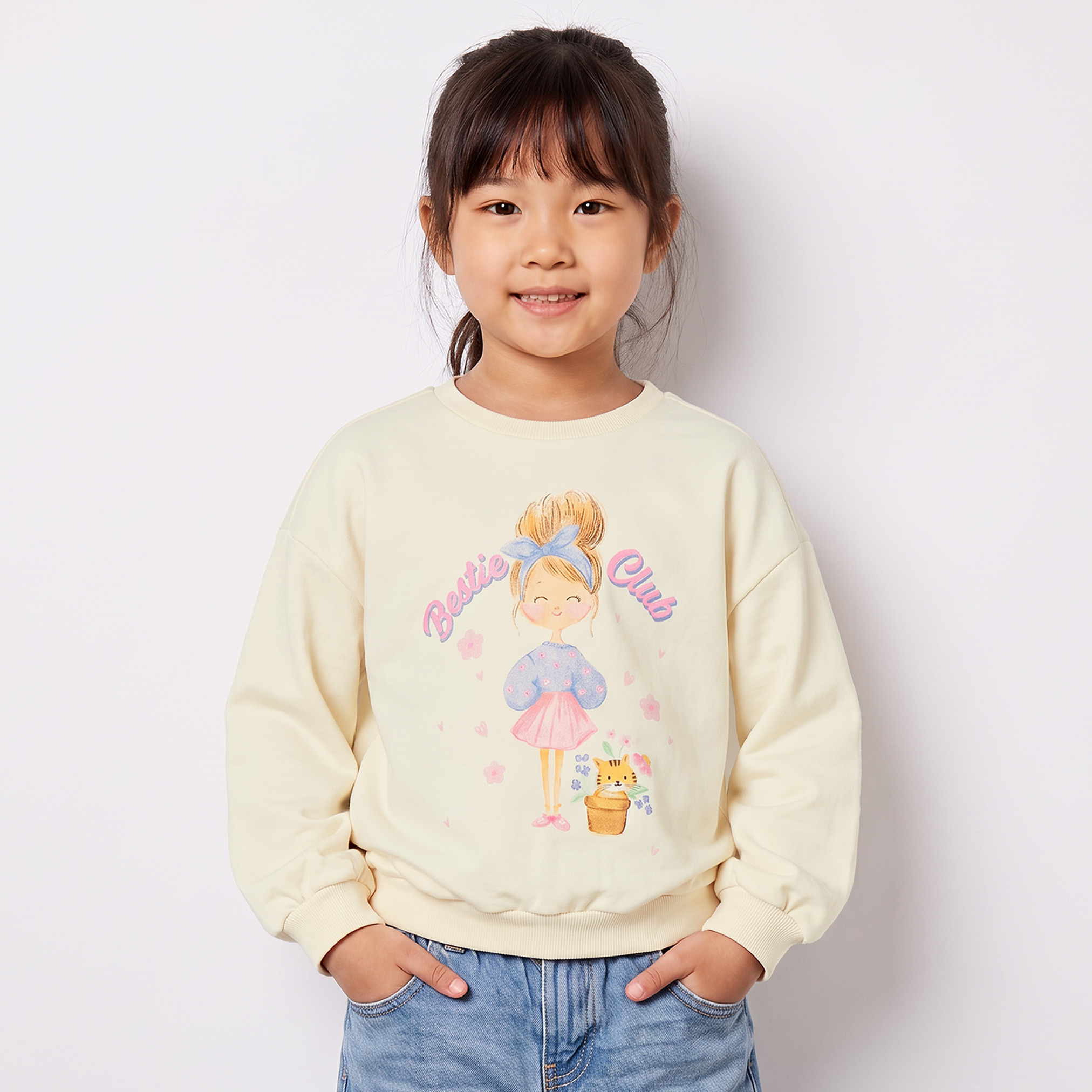 سويت شيرت قطن بأكمام طويلة وطبعات جرافيك من جونيورز-girls-clothing-sweatshirts-image-5