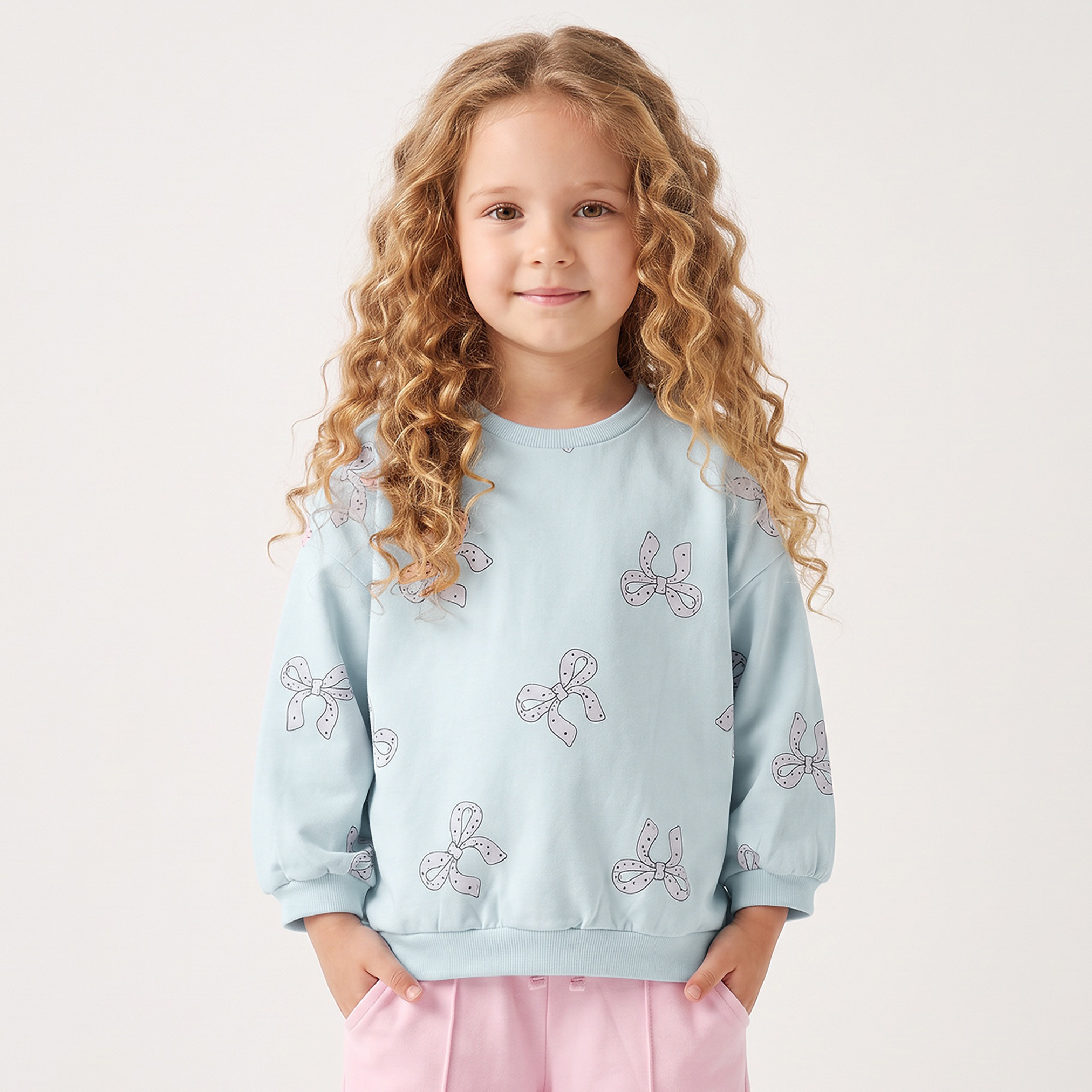 سويت شيرت قطن بأكمام طويلة وطبعات فيونكات من جونيورز-girls-clothing-sweatshirts-image-5
