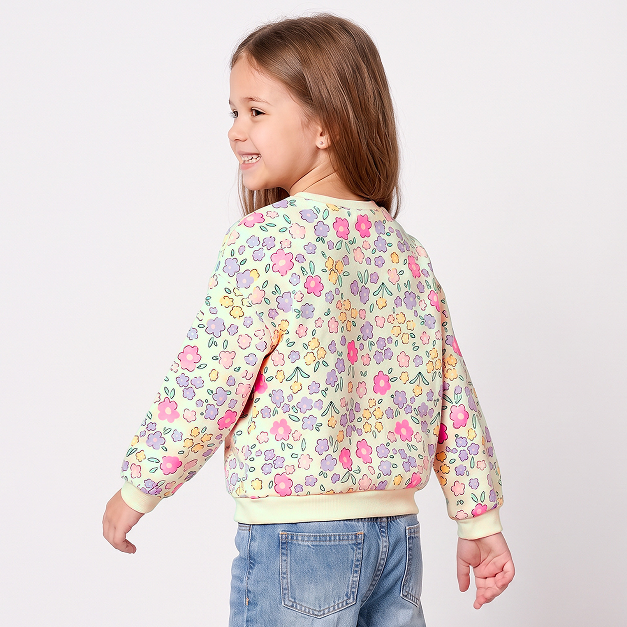 Juniors Floral Print Sweatshirt with Long Sleeves-girls-clothing-sweatshirts-image-2