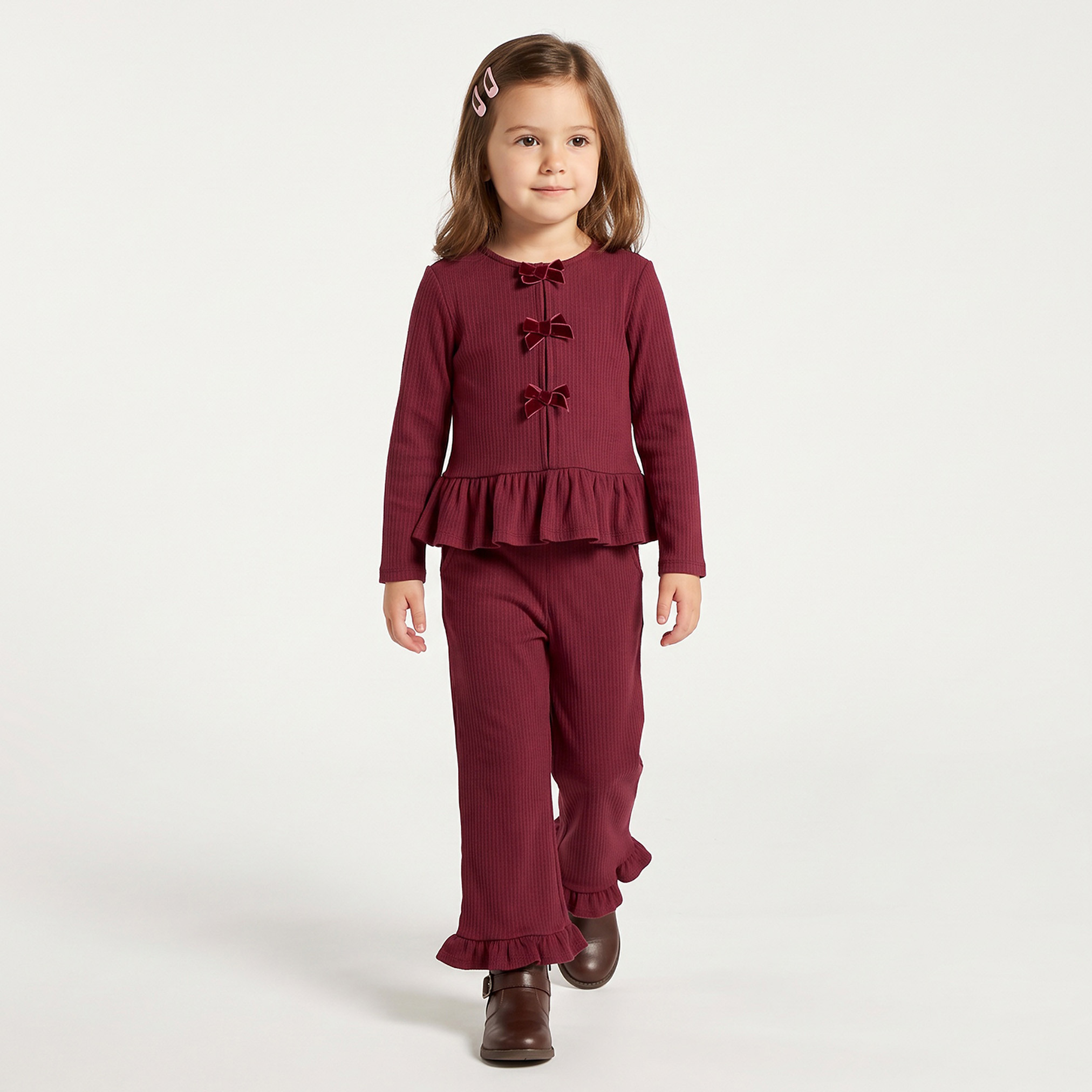 Juniors Crew Neck Long Sleeves Top and Pants Set with Pockets-baby-girls-clothing-setsandcoords-image-5
