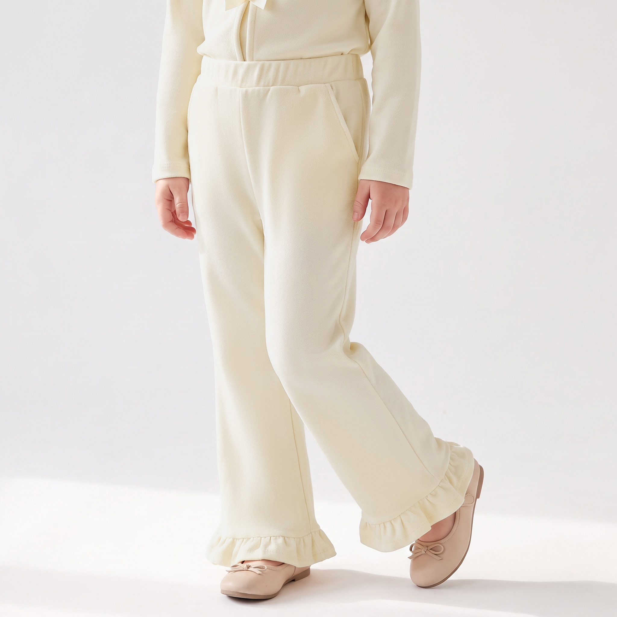 Juniors Round Neck Long Sleeves Peplum Top and Pants Set with Bow Accent-baby-girls-clothing-setsandcoords-image-3